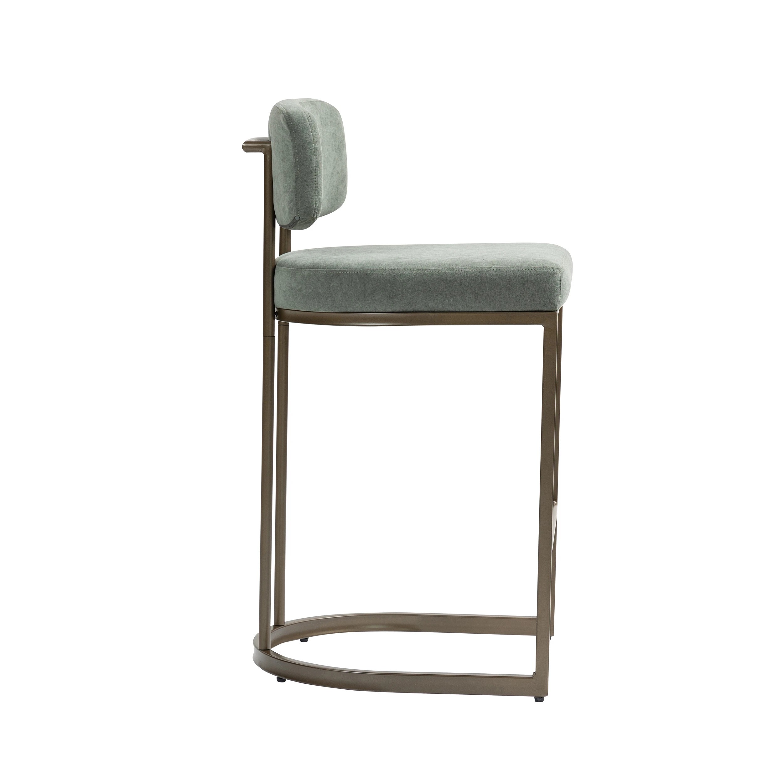 7 IHOMDEC Velvet Bar Stools with Metal Frame Set of 2 - Green - Green, 7 of 10