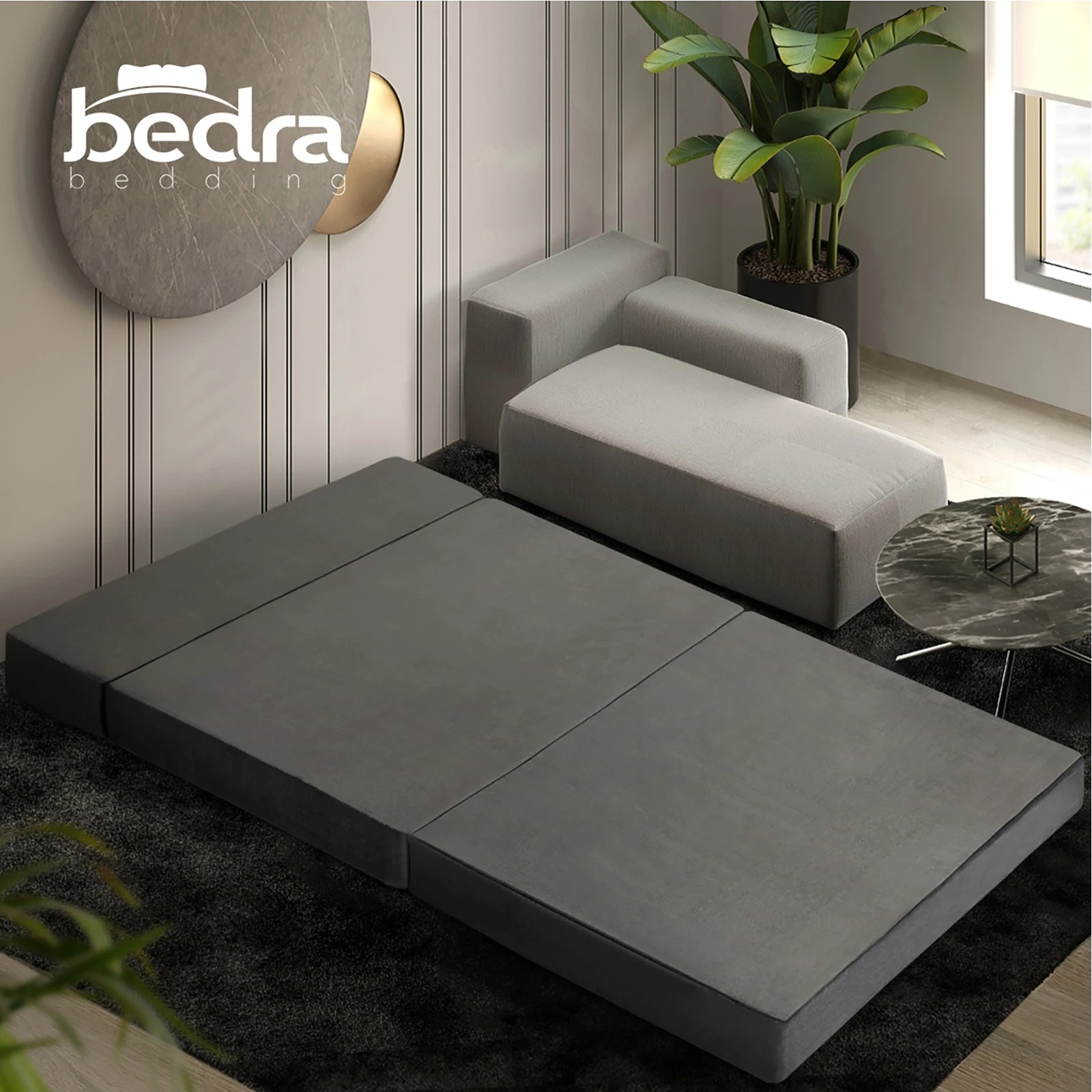 6 Bedra Bedding Folding Foam Mattress Sofa Bed Trifold Foldable Futon Camping Mat Double - Grey, 6 of 8