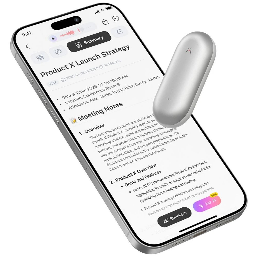 4 Plaud NotePin AI Voice Recorder Lunar Silver, 4 of 4