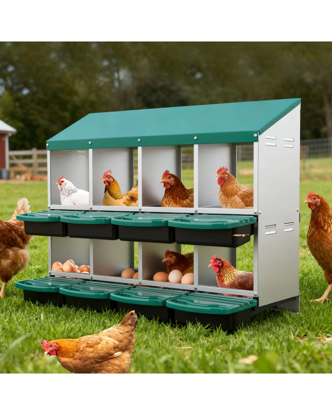 Advwin 8 Holes Chicken Nesting Boxes Chicken Egg Laying Box Egg ...