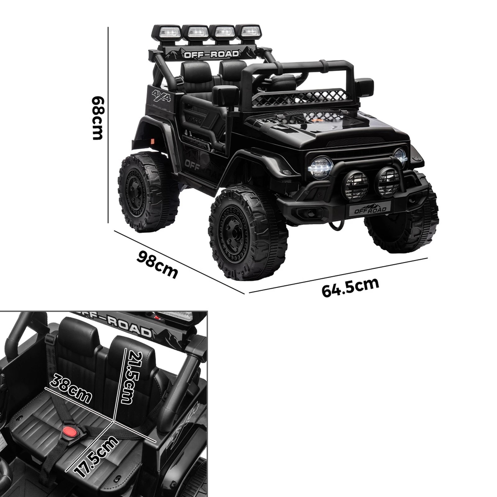 10 Mazam Ride On Car Kids Electric Jeep Bluetooth Light Music Remote Control
 - Black, 10 of 10