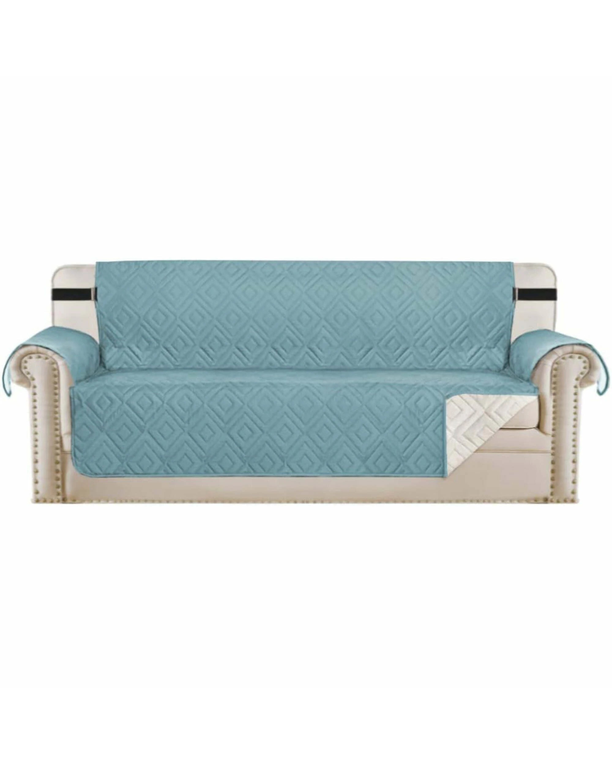 1 Smarcute 4 Seater Reversible Non-Slip Sofa Cushion with Straps - Blue, 1 of 5