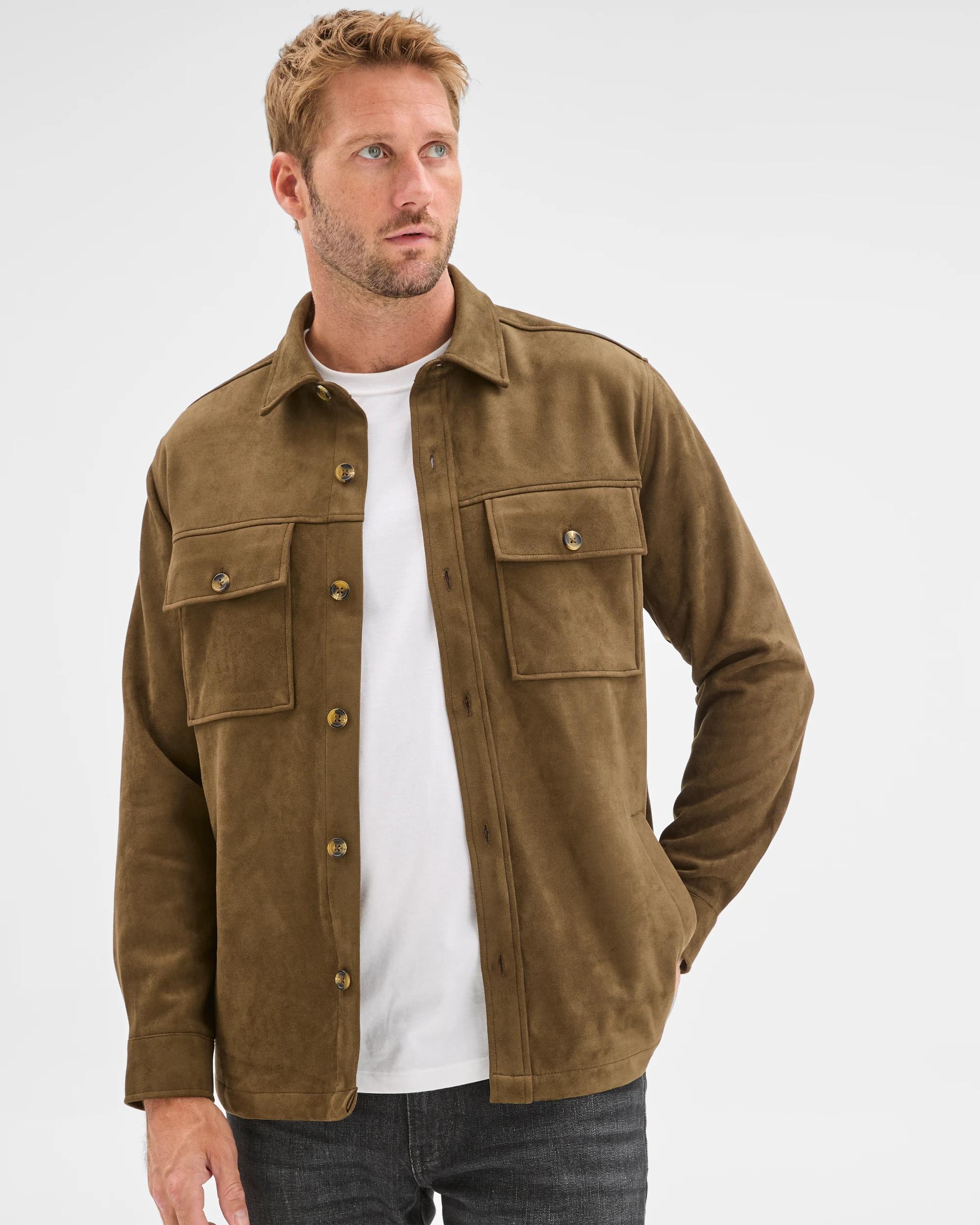 1 Target Man Long Sleeve Overshirt DARK OLIVE, 1 of 6