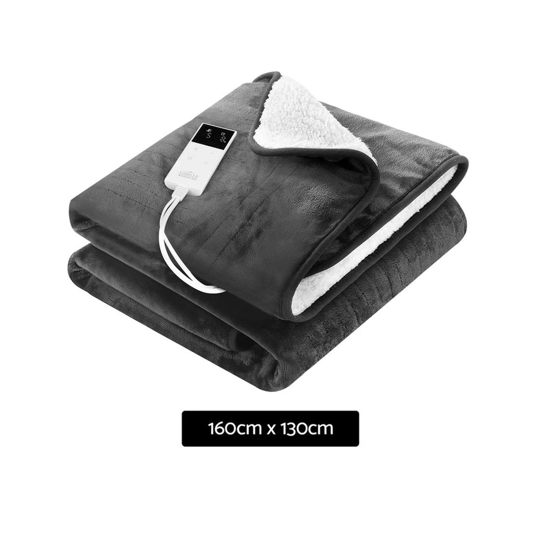 2 Giselle Electric Throw Rug Heated Blanket Double Sided - Grey, 2 of 8