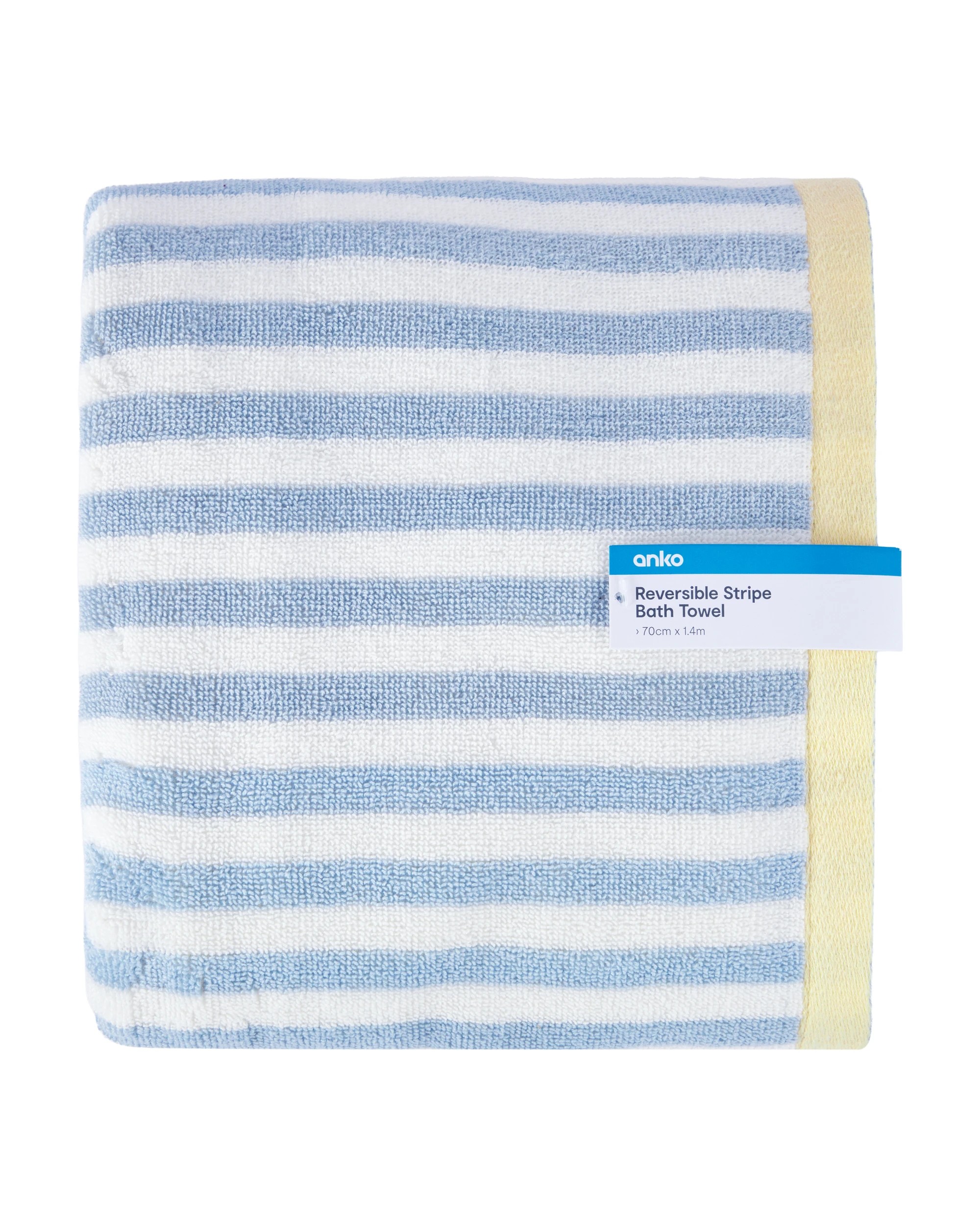 5 Reversible Stripe Cotton Bath Towel - Blue and Yellow, 5 of 5