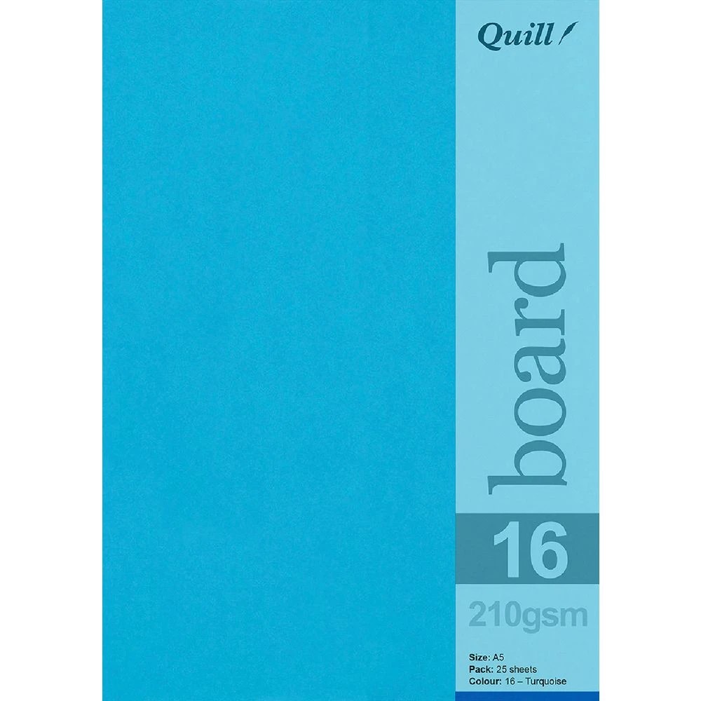 1 Quill A5 210gsm Board Turquoise 25 Pack, 1 of 1