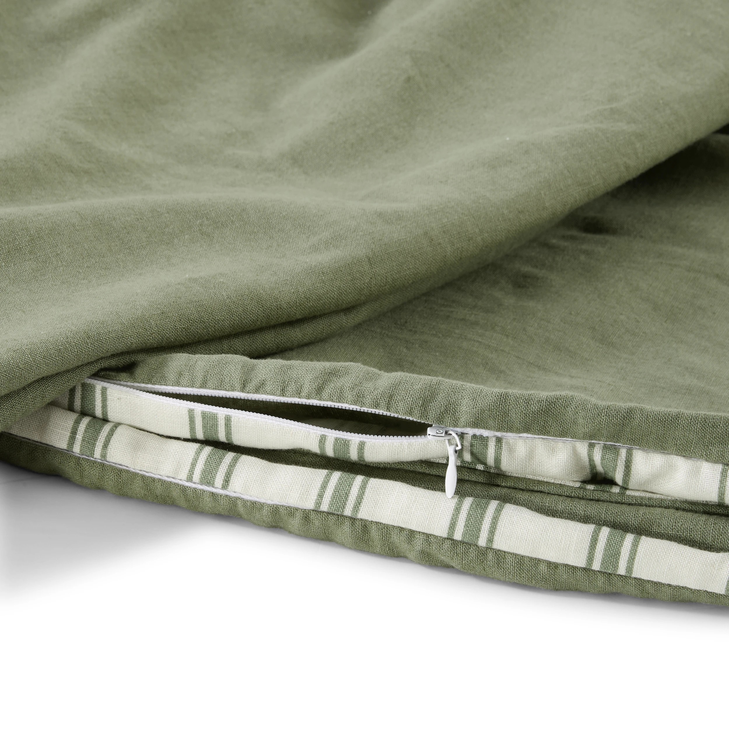 6 Linen Cotton Reversible Quilt Cover Set - King Bed, Forest, 6 of 9