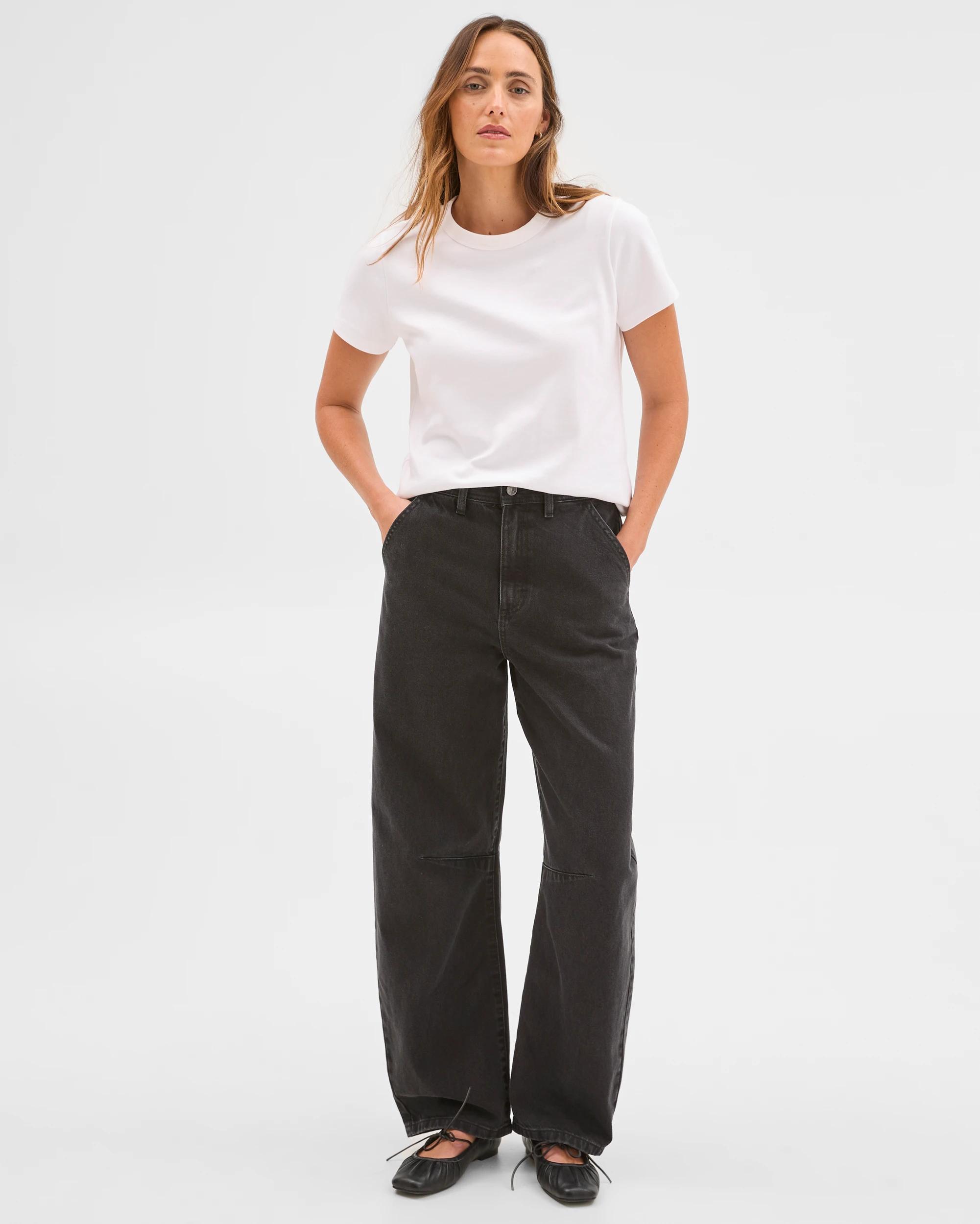 1 Target Denim Cate Relaxed Barrel Denim Jeans CLEAN BLACK, 1 of 7