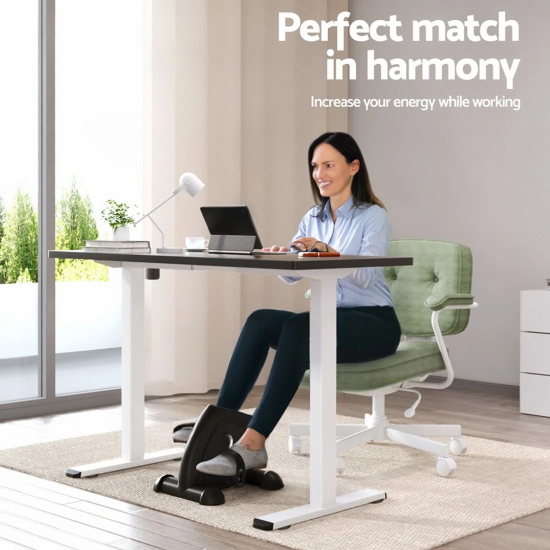 4 140cm Artiss Electric Standing Desk with Mini Pedal Exercise Bike Home Office - Multi, 4 of 6