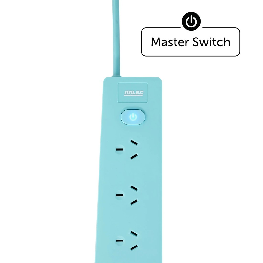 4 Arlec 6 Outlet  LightningMaster On/Off Switch Powerboard - Teal, 4 of 6