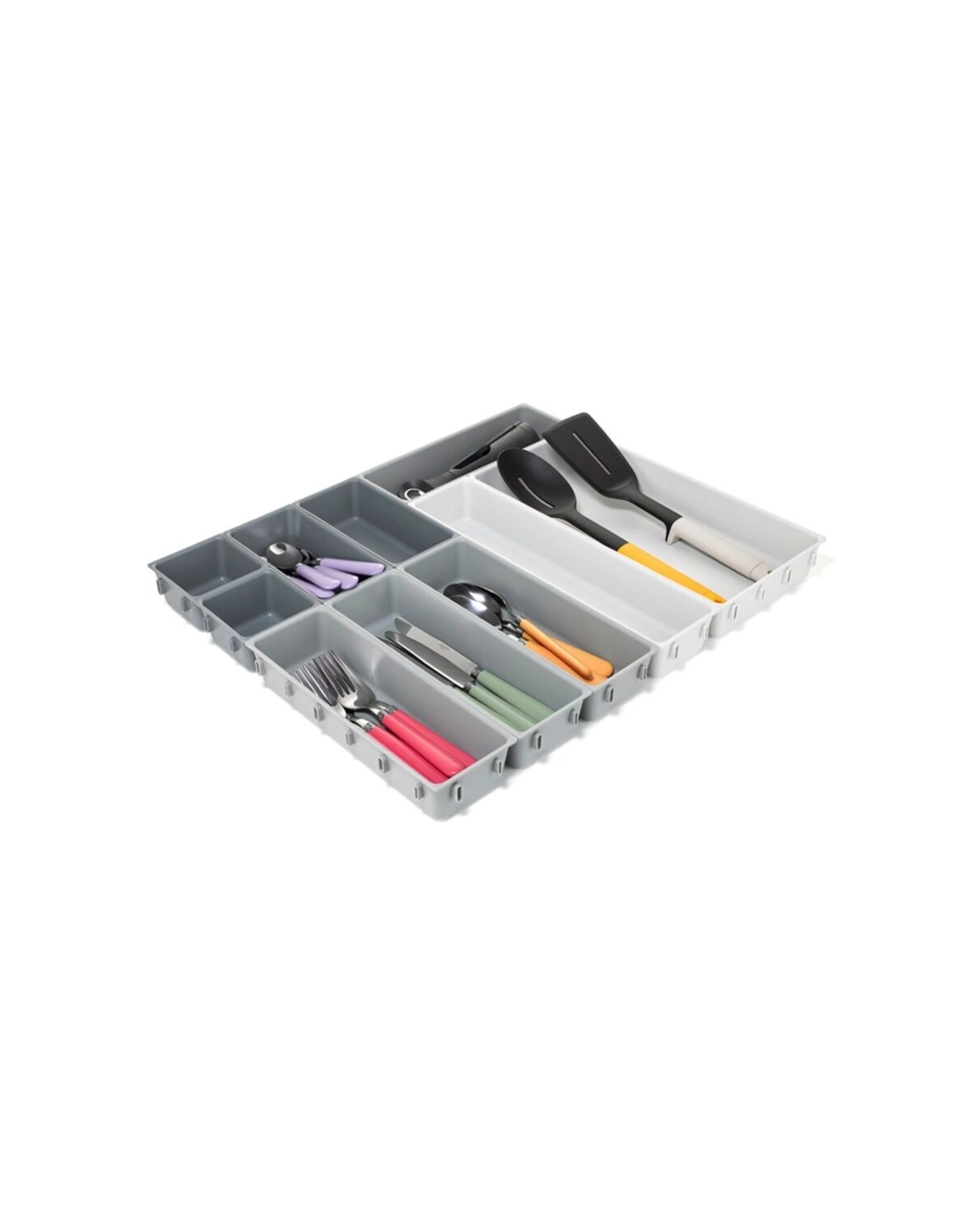 2 Joseph Joseph 10pc Blox Drawer Organiser Set Modular Storage System Light Stone - Beige, 2 of 7