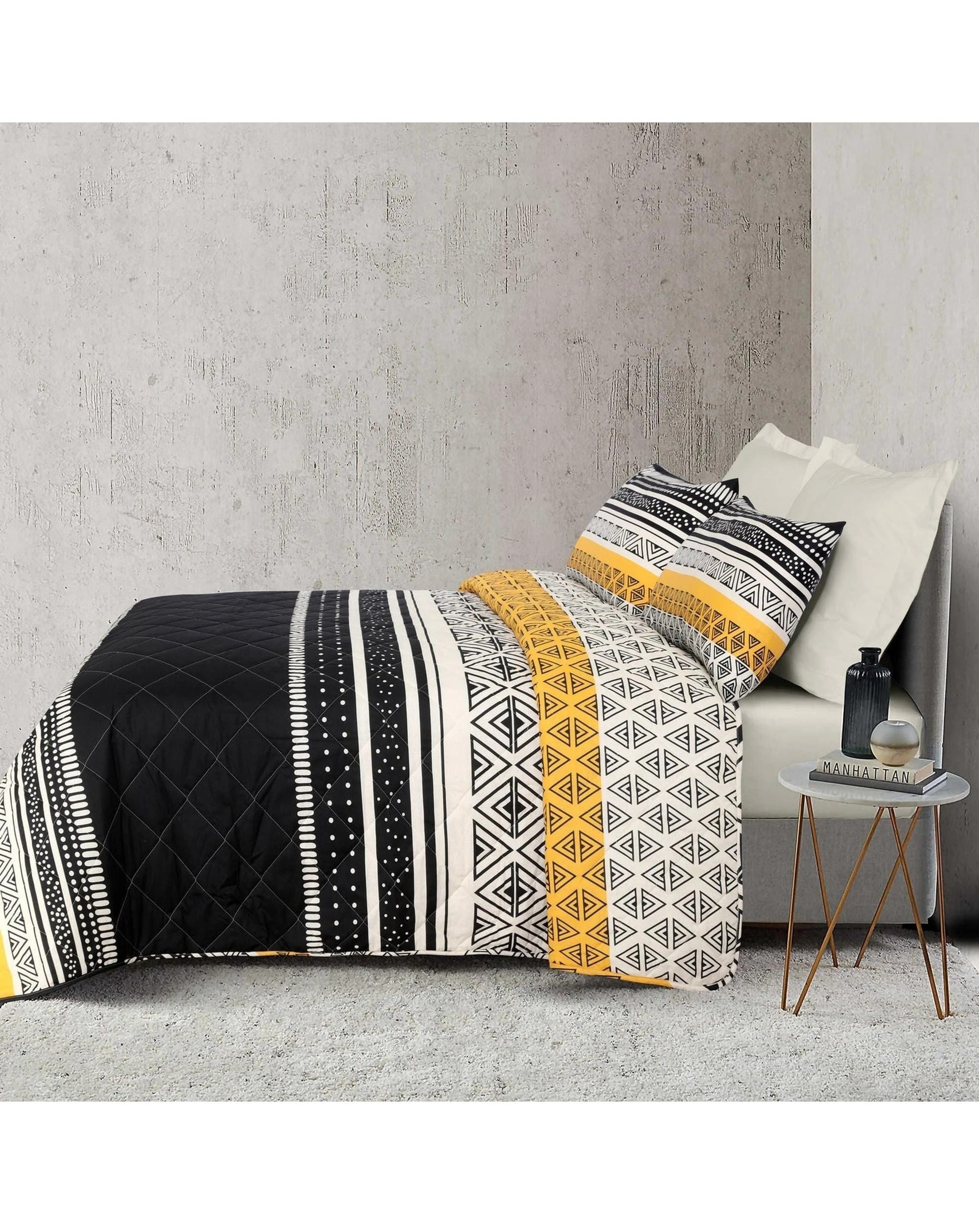 2 Amsons Pure Cotton Bedspread Set With Extra Standard Pillowcases - Queen Bed - Charcoal, 2 of 2