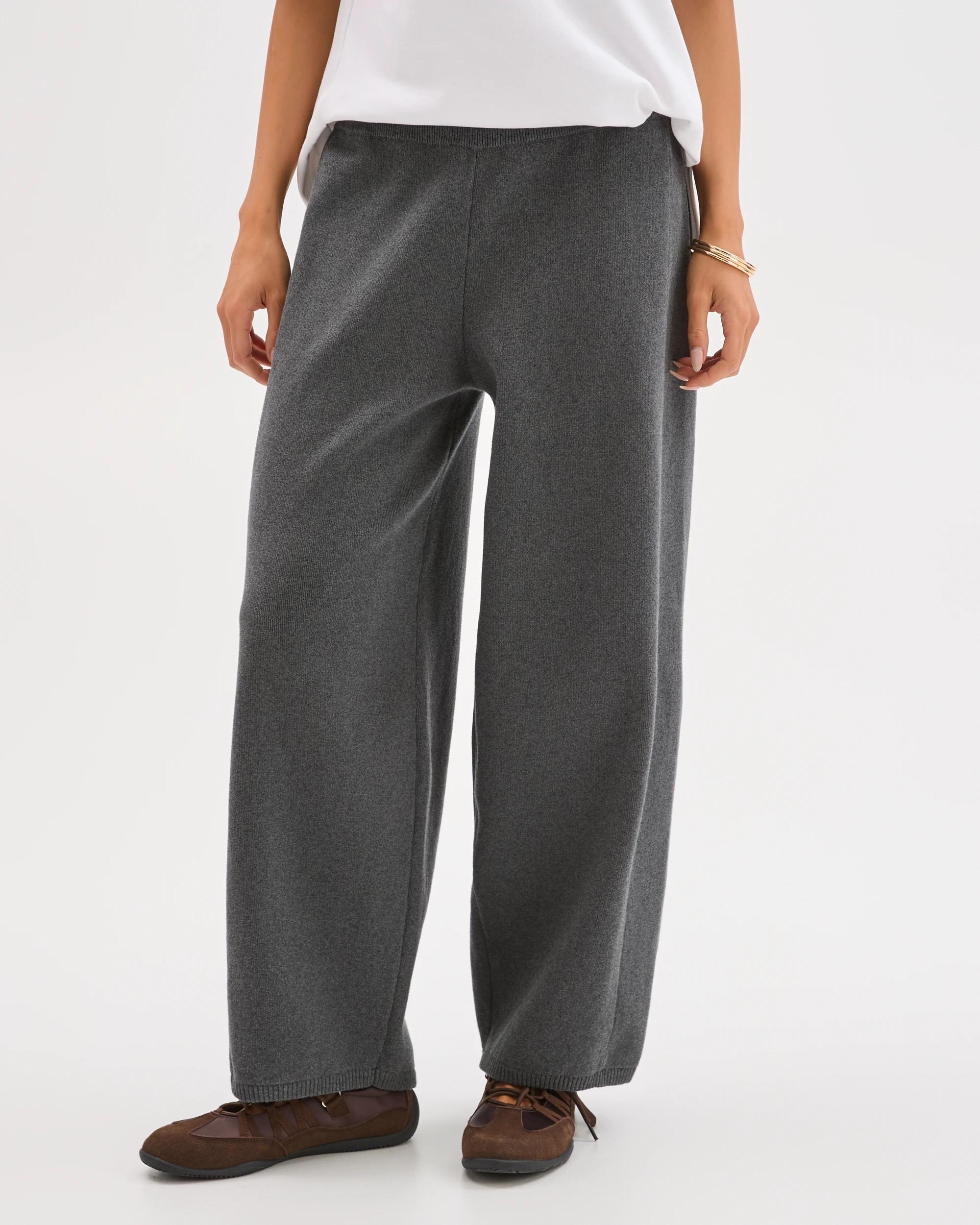 2 Lily Loves Australian Cotton Blend Lounge Knit Pants SHADOW MARLE, 2 of 7