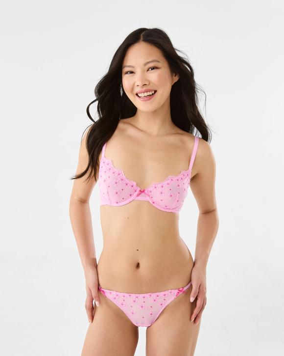 Co-ordinated Embroidered Mesh Soft Cup Bra