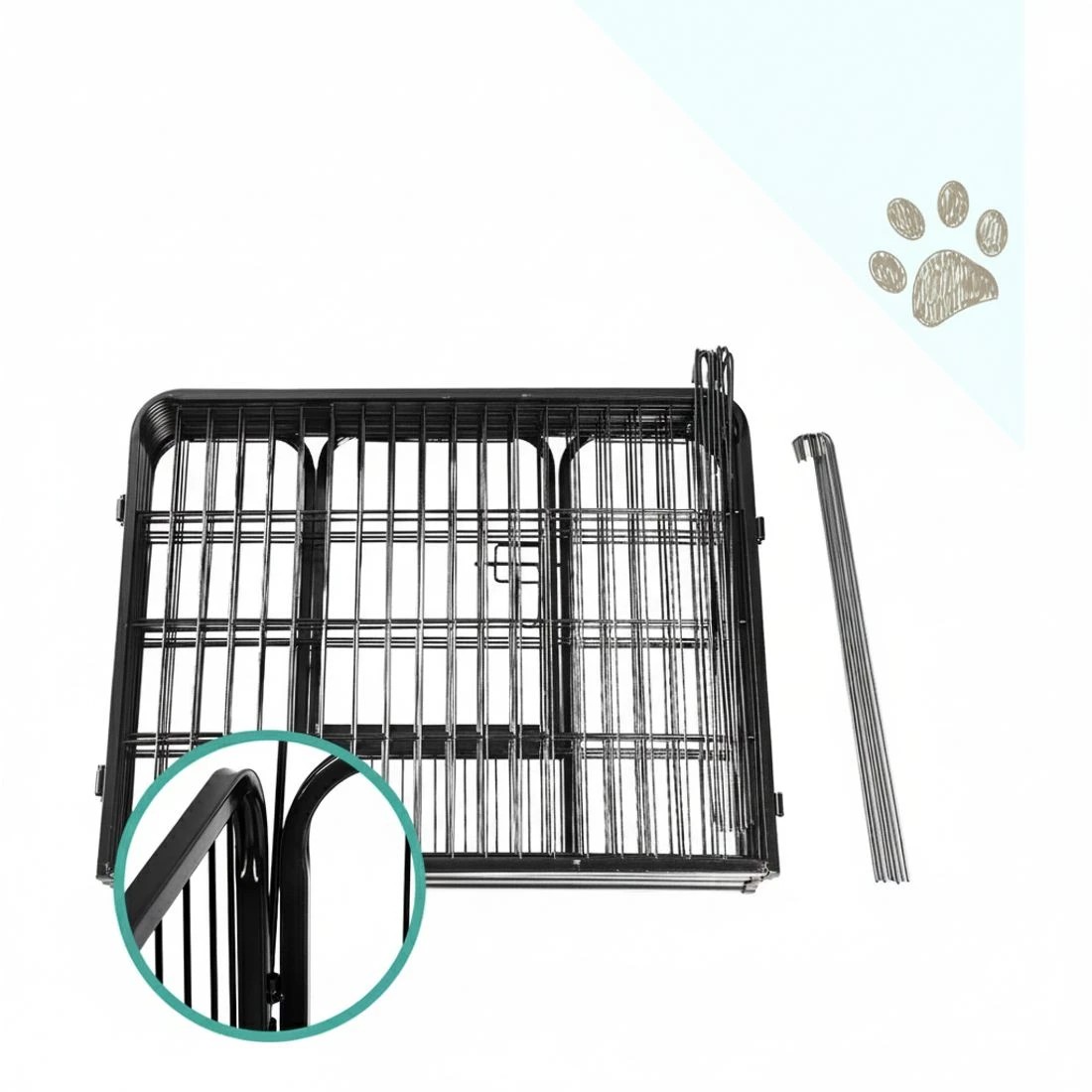 5 i.Pet 24" 8 Panel Dog Playpen Pet Exercise Cage Enclosure Fence Play Pen - Black, 5 of 5
