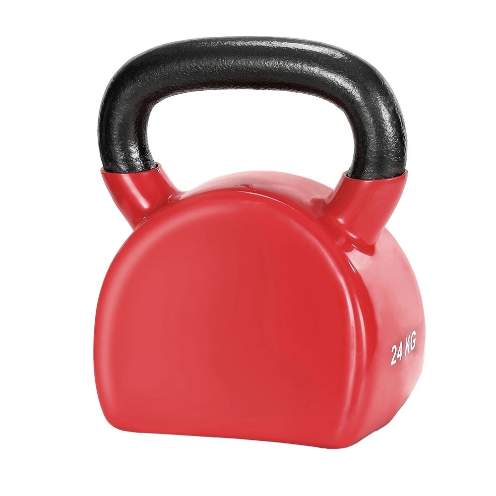 1 Everfit 24kg Kettlebell Weightlifting Bench Dumbbells Kettle Bell Gym Home - Red, 1 of 6