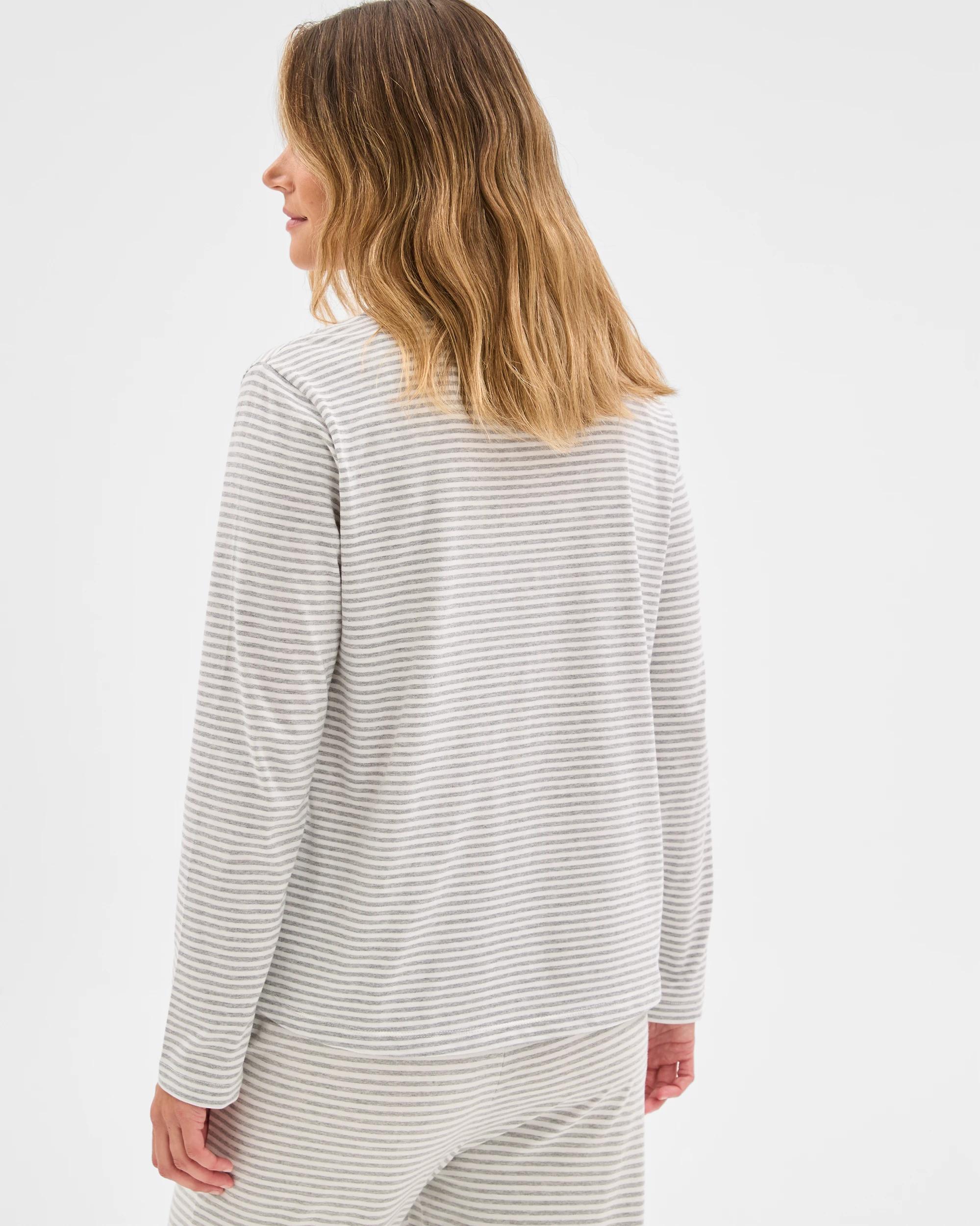7 Target Woman Australian Cotton Blend Long Sleeve Henley Stripe Sleep T-Shirt GREY STRIPE, 7 of 7
