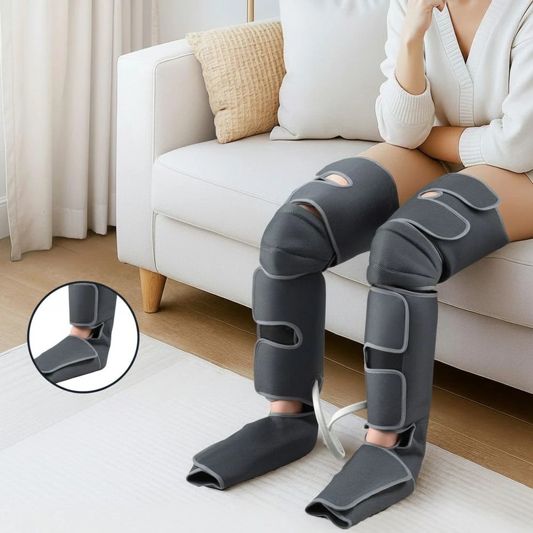 6 Livemor Foot Massager Leg Knee Massager with Air Compression 3 Massage Modes Heating - Black, 6 of 8