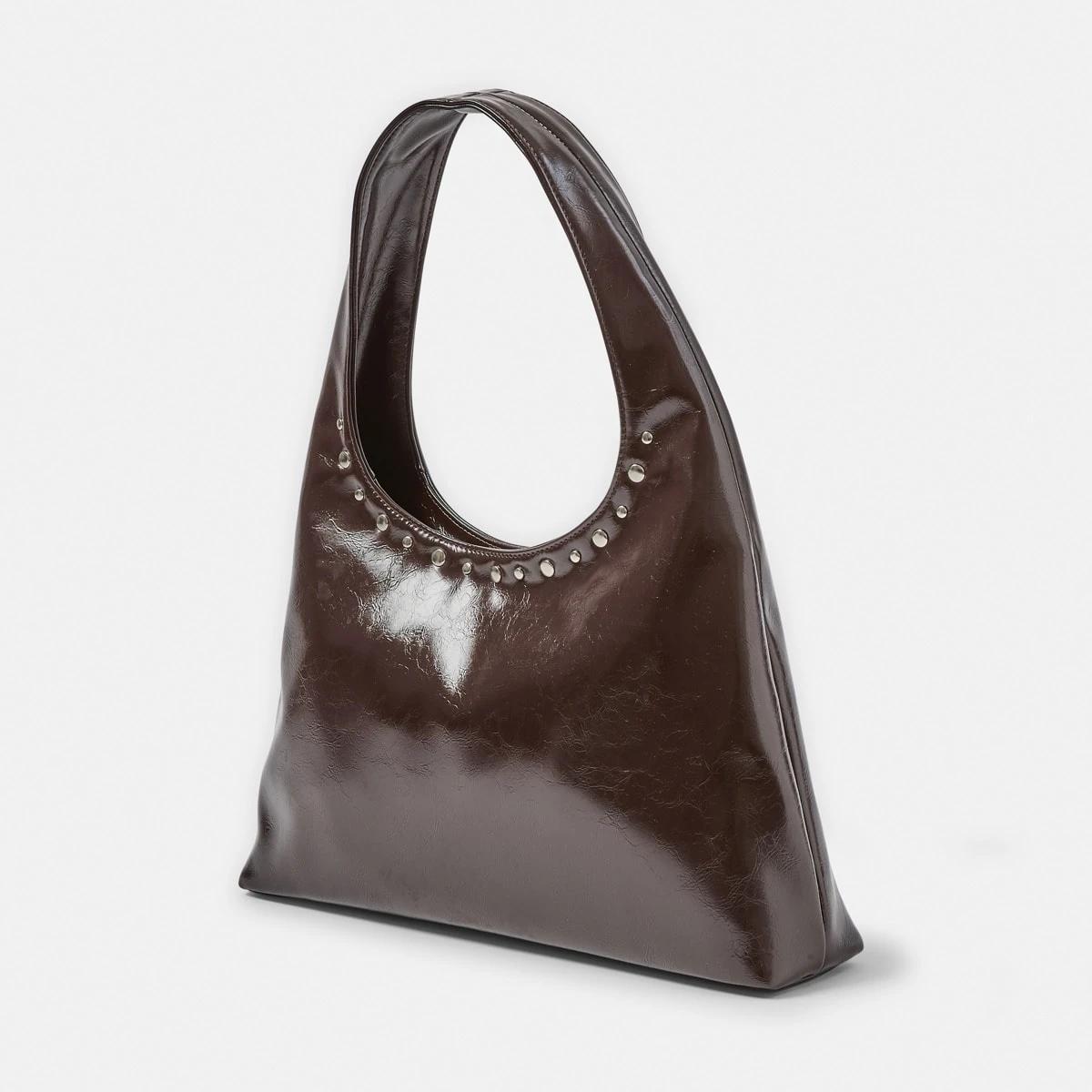 2 Stud Shoulder Bag Choc Plum, 2 of 10