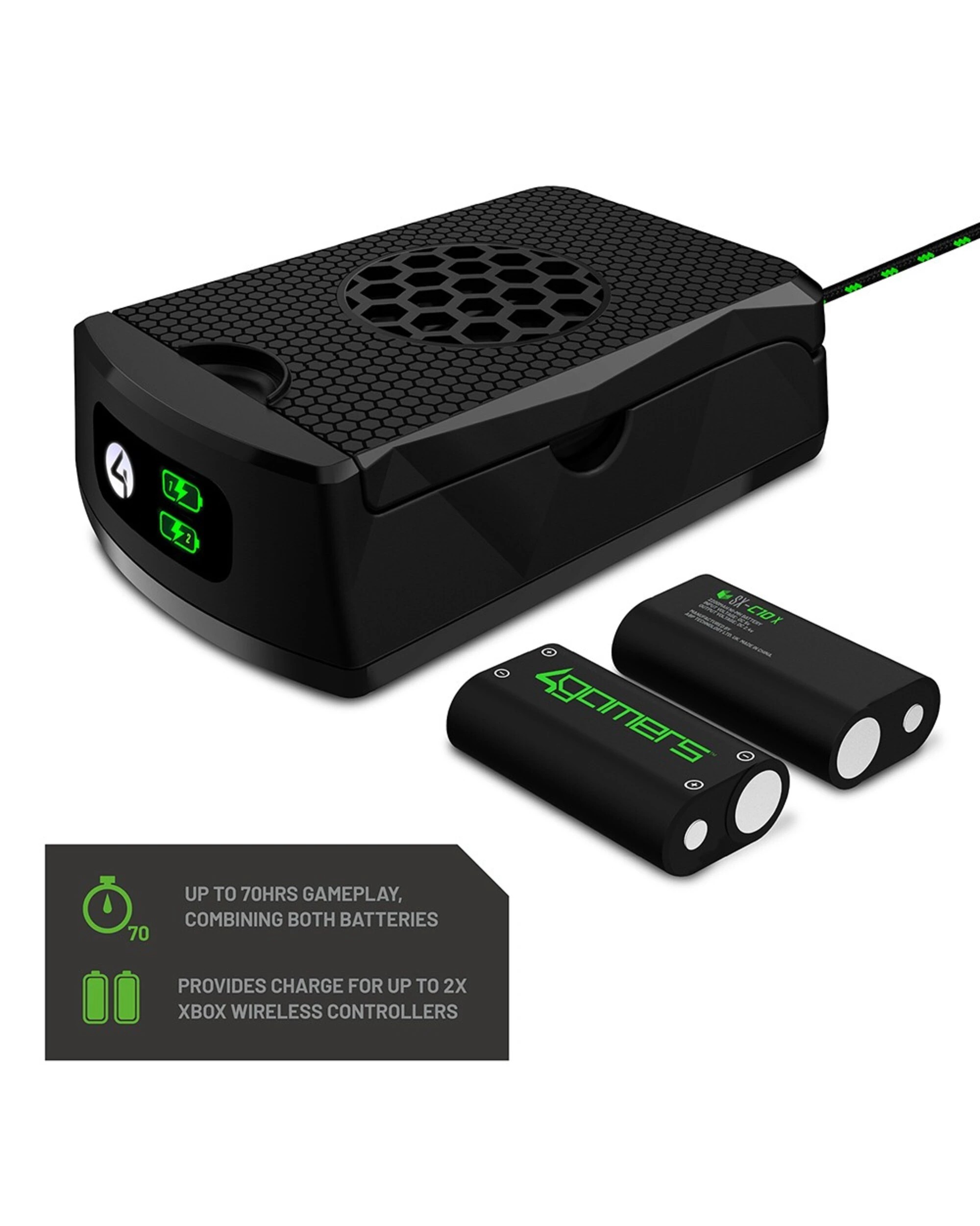 5 4Gamers XBOX Dual Rechargeable Battery Packs With Charging Box - Black, 5 of 5