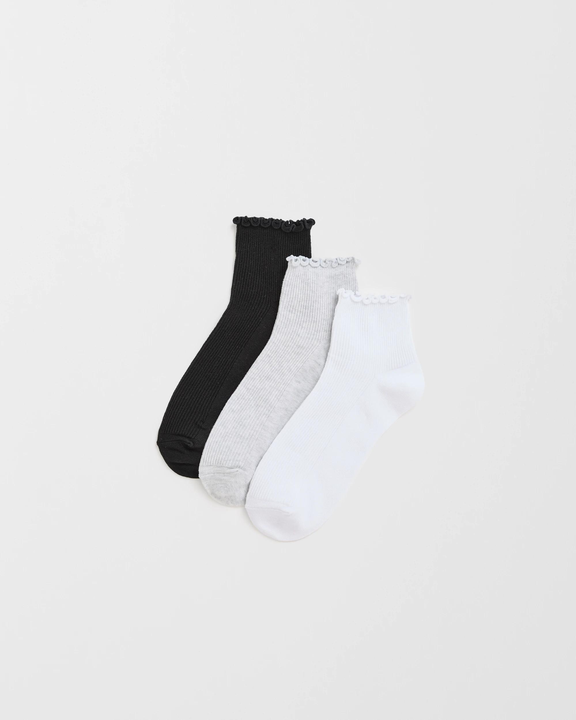 1 Target Woman Australian Cotton Blend 3 Pack Quarter Crew Socks with Frill MULTI, 1 of 3
