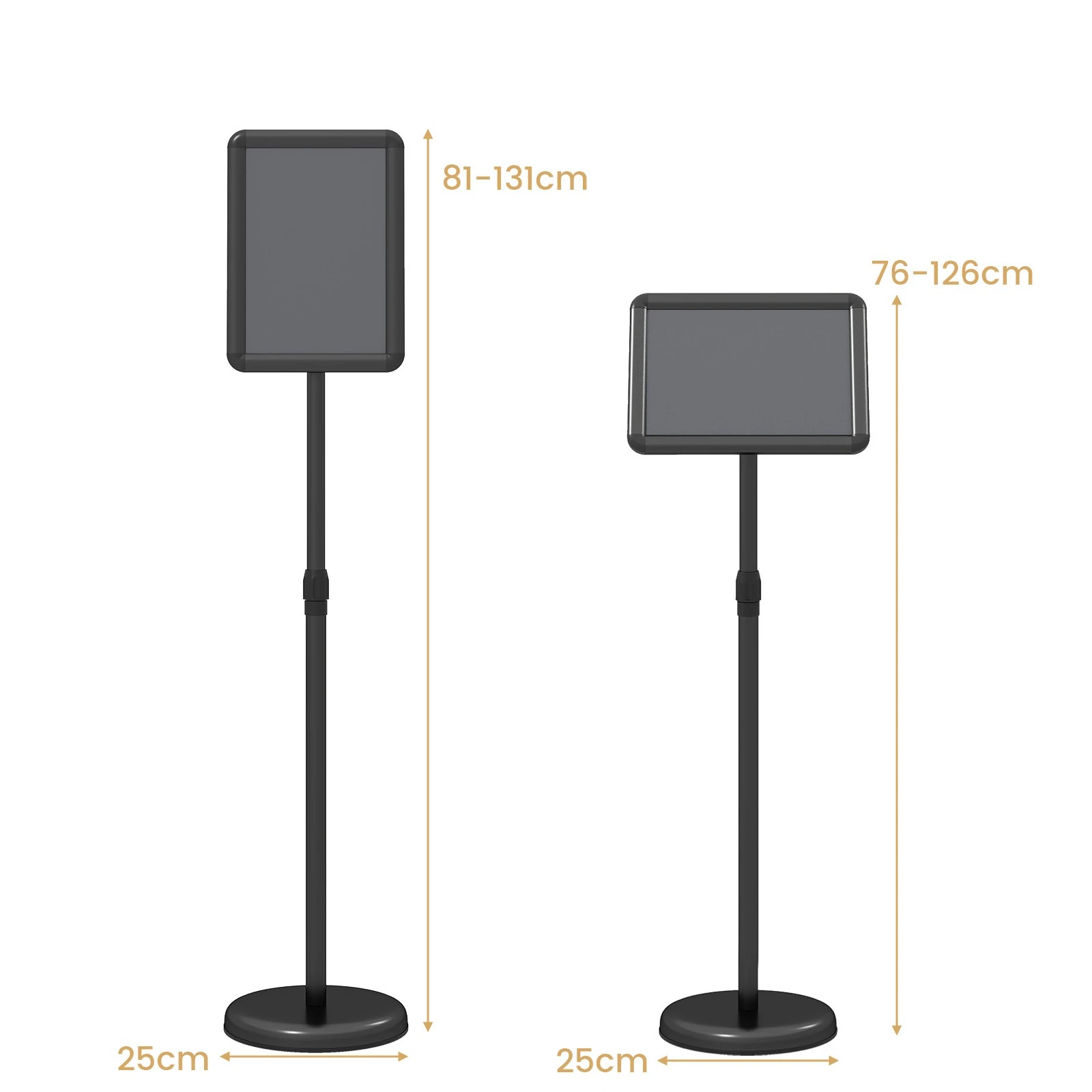 2 Costway A4 Sign Holder Stand Height Adjustable Poster Stand 21 x 30cm - Black, 2 of 5