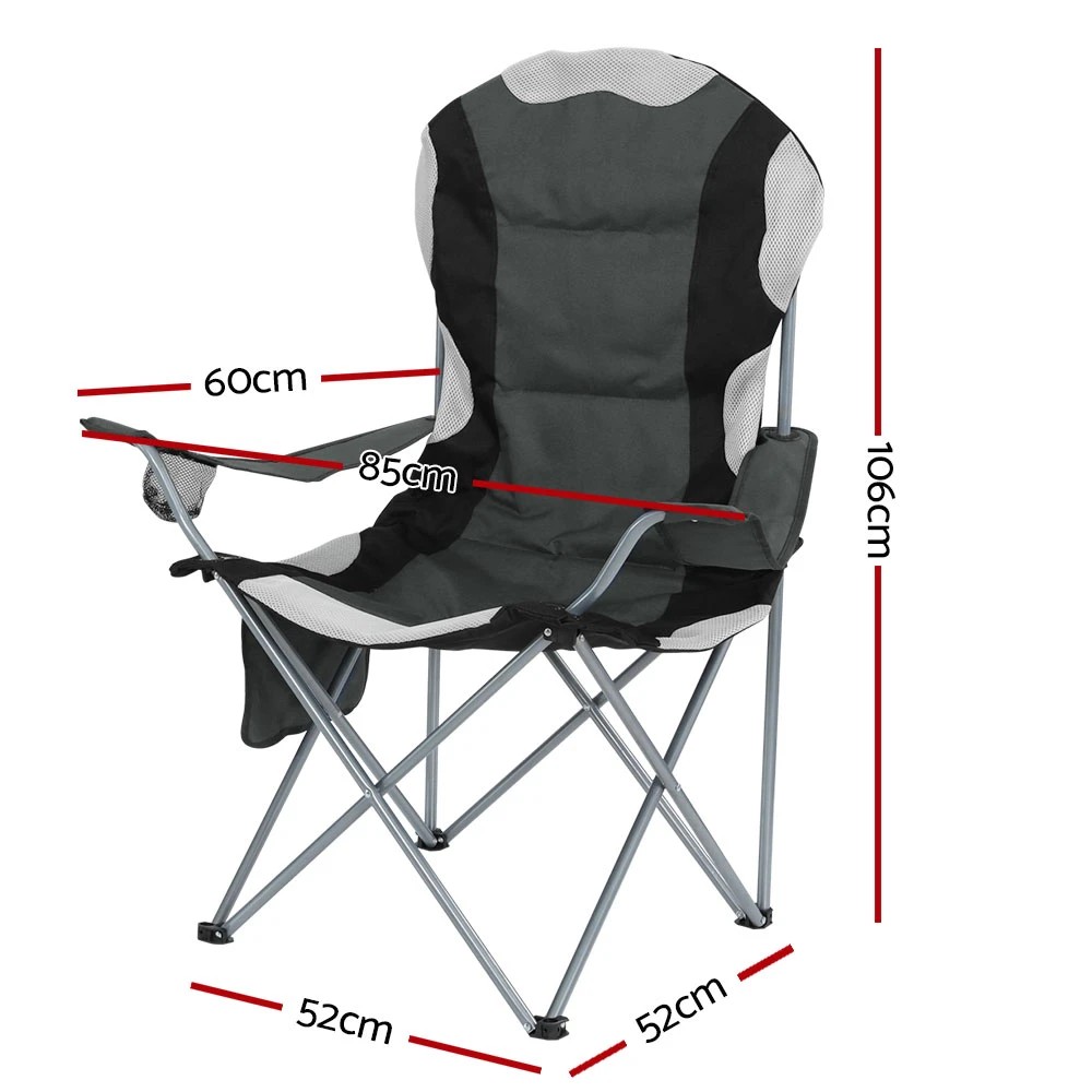 2 Weisshorn Camping Folding Chair Portable Outdoor Hiking Fishing Picnic 2pcs - Grey, 2 of 6