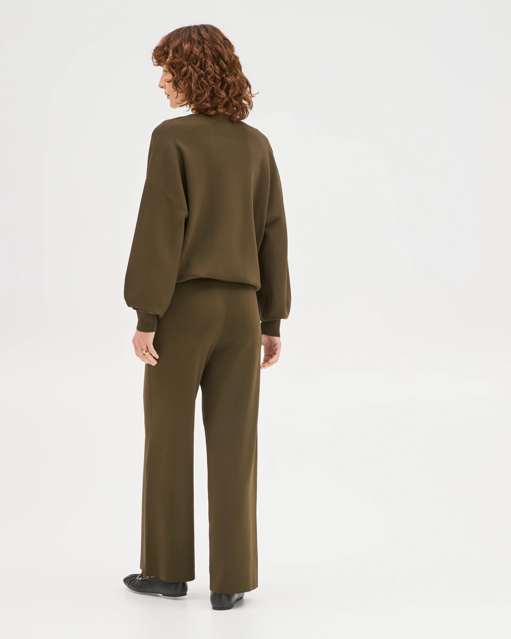 5 Preview Crepe Knit Straight Leg Pants DARK OLIVE, 5 of 6