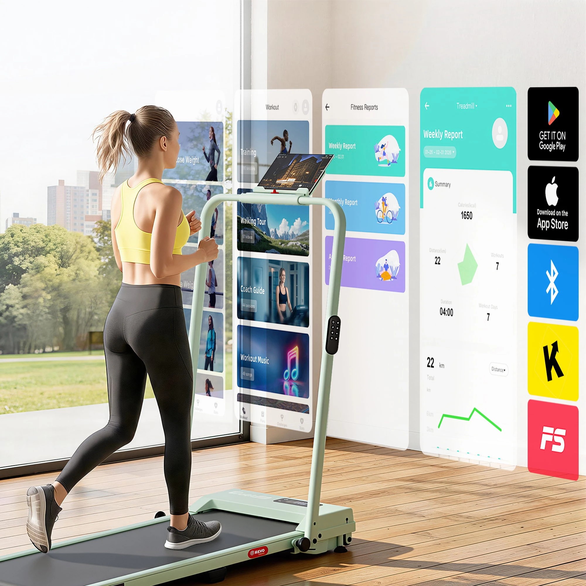 7 Everfit 3 in 1 Walking Pad Treadmill 12% Incline Under Desk Foldable for Home - Green, 7 of 10