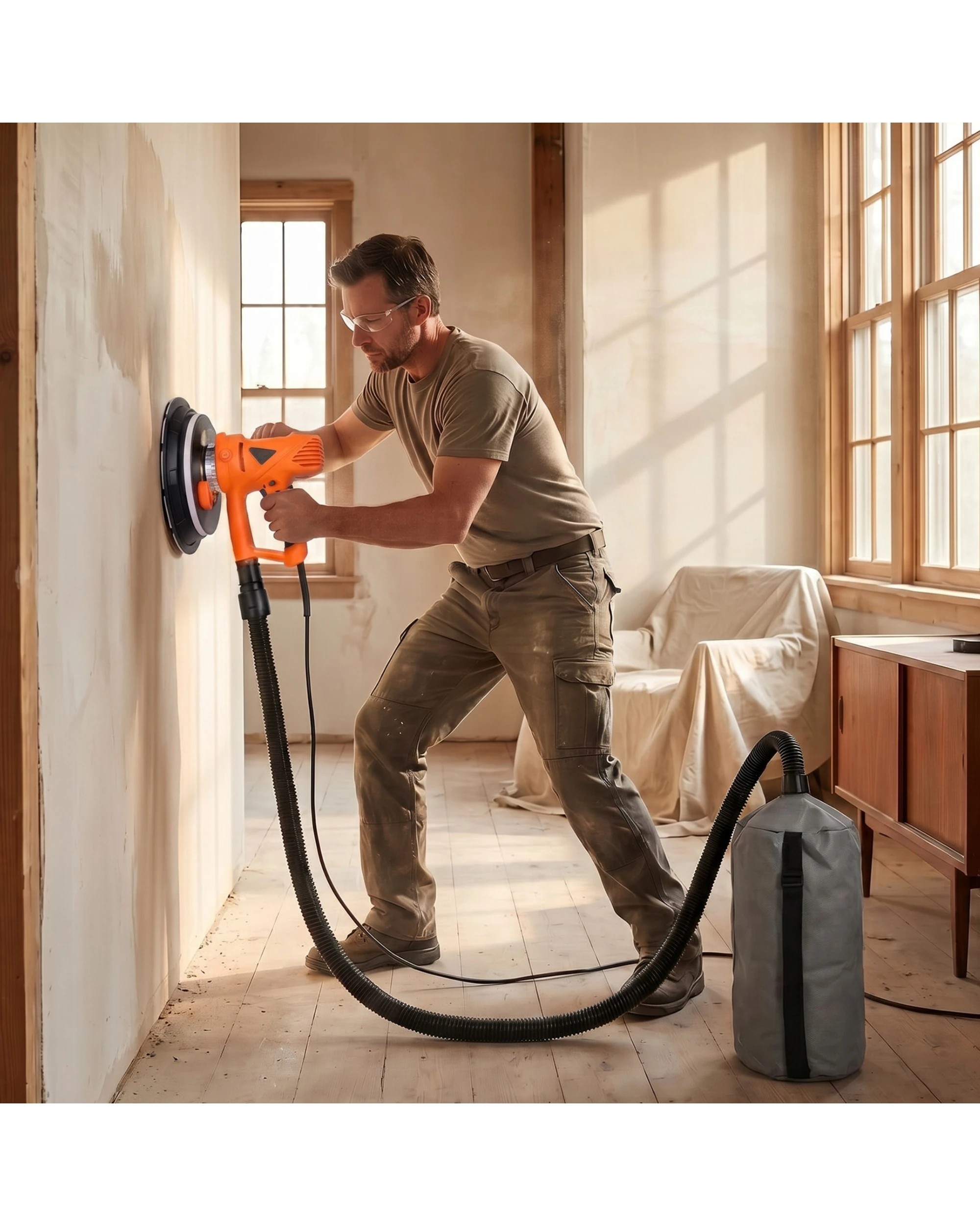 2 Advwin Handheld Drywall Sander 950W 1200-2500RPM
 12 Sanding Discs 5 Level Speed - Orange, 2 of 9