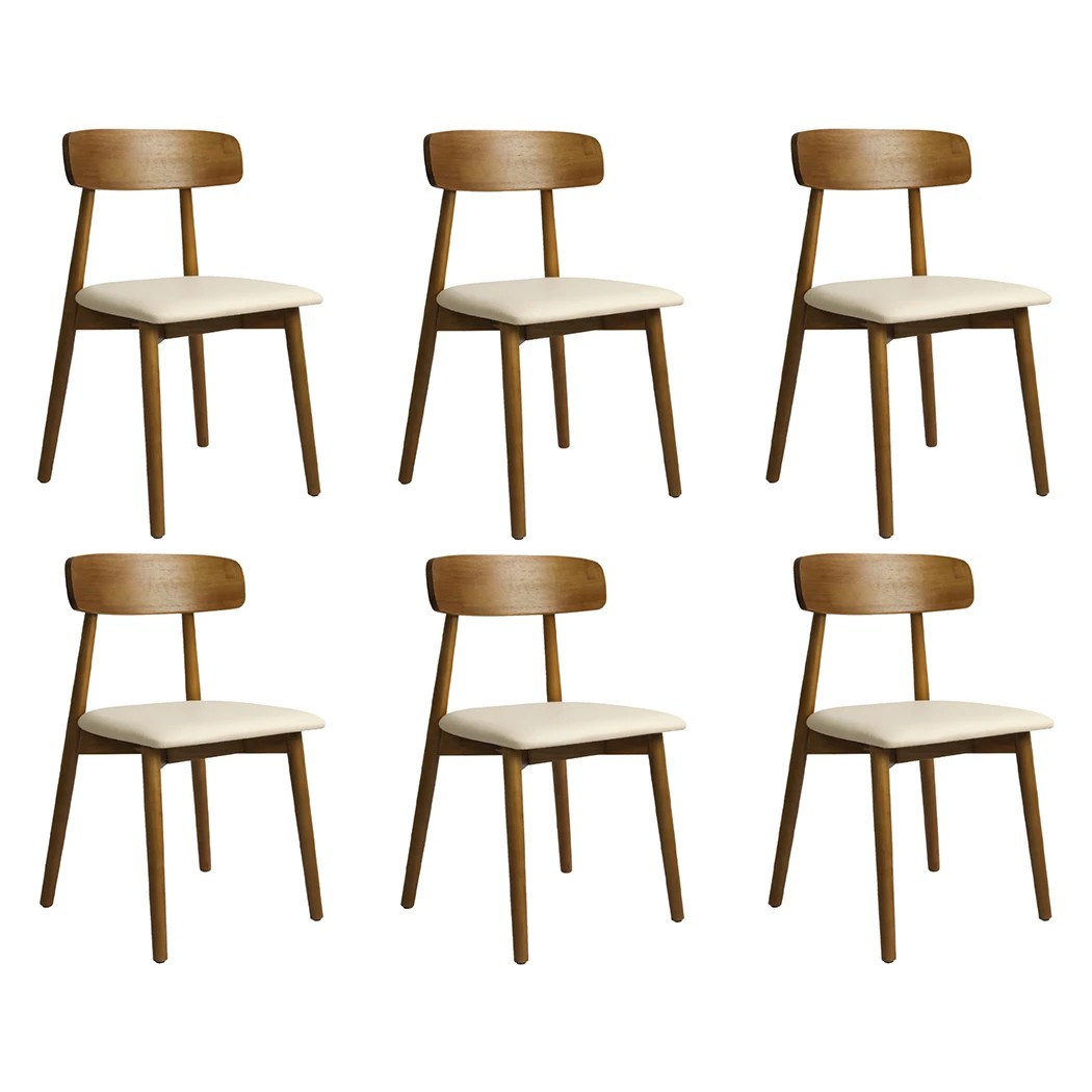 1 Levede 6pcs Dining Chairs Solid Wood in Walnut Colour, 1 of 6