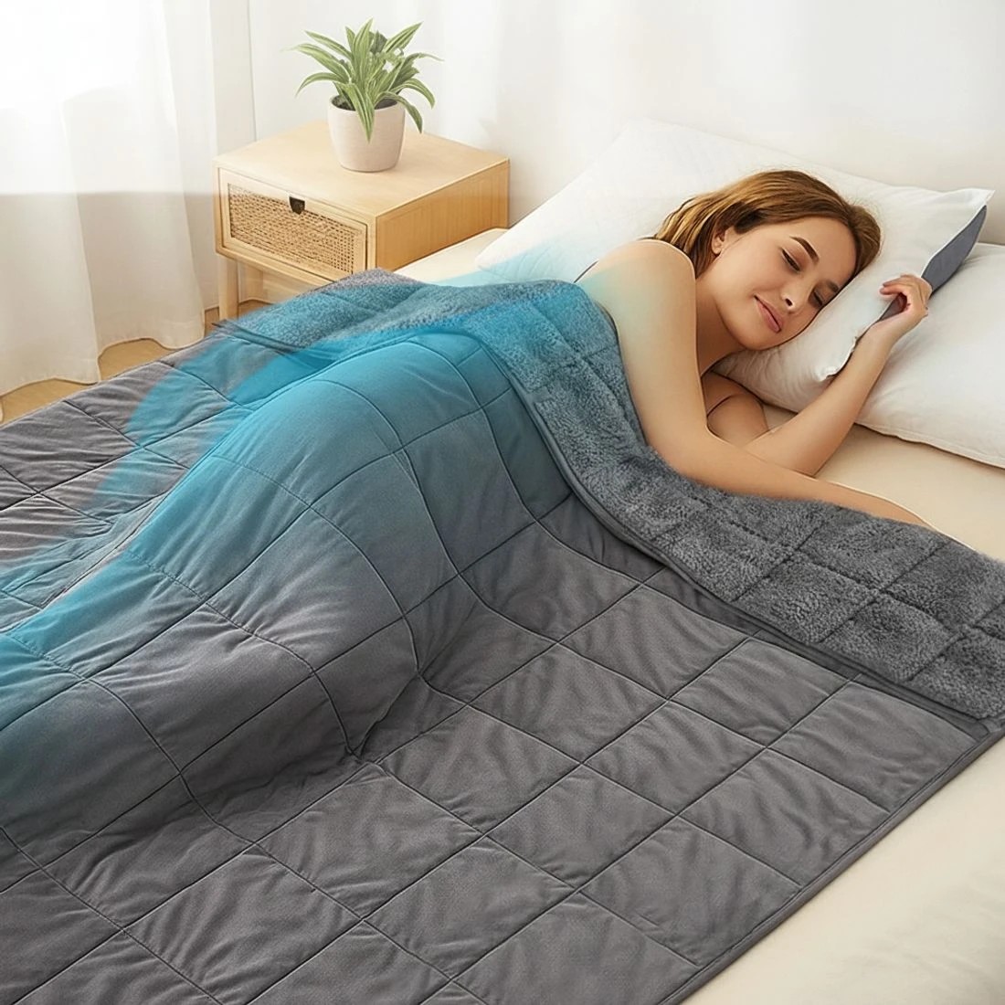 8 Giselle 9KG Weighted Blanket Adults Kid Anti Anxiety Gravity Blankets Sherpa - Grey, 8 of 9