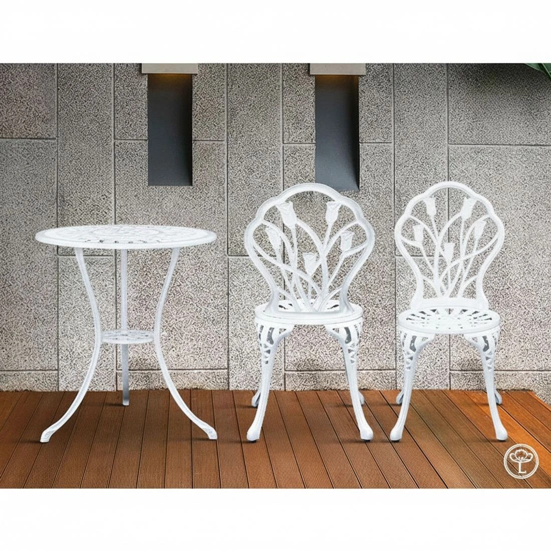6 Gardeon 3PC Outdoor Setting Bistro Set - White, 6 of 8