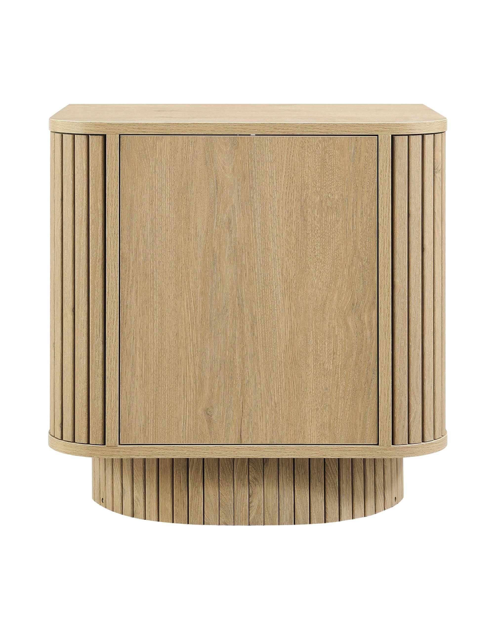 4 Kodu Curved Bedside Unit Nightstand Side Table 1 Door Oak - Natural, 4 of 10