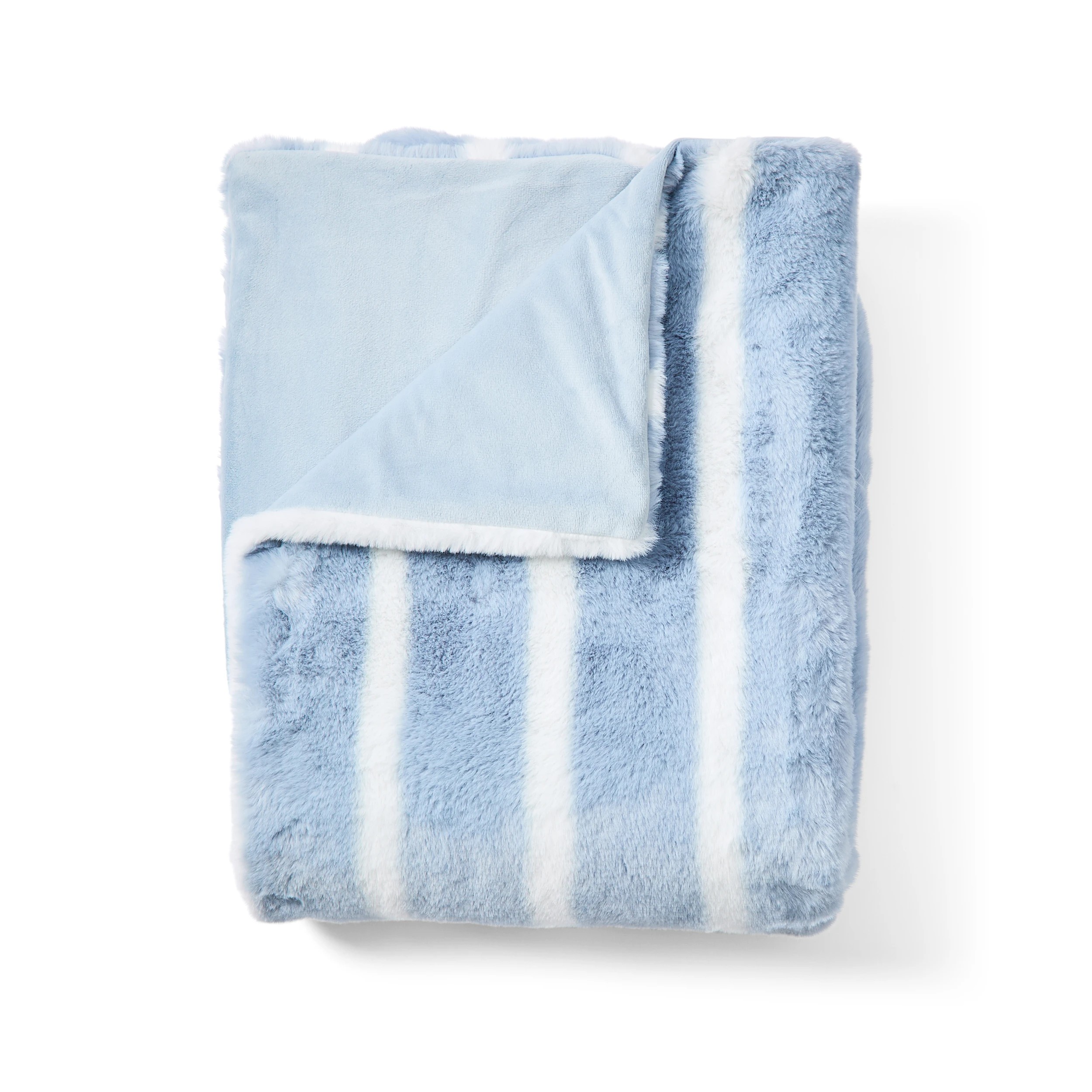 4 Stripe Faux Fur Throw - Blue, 4 of 6