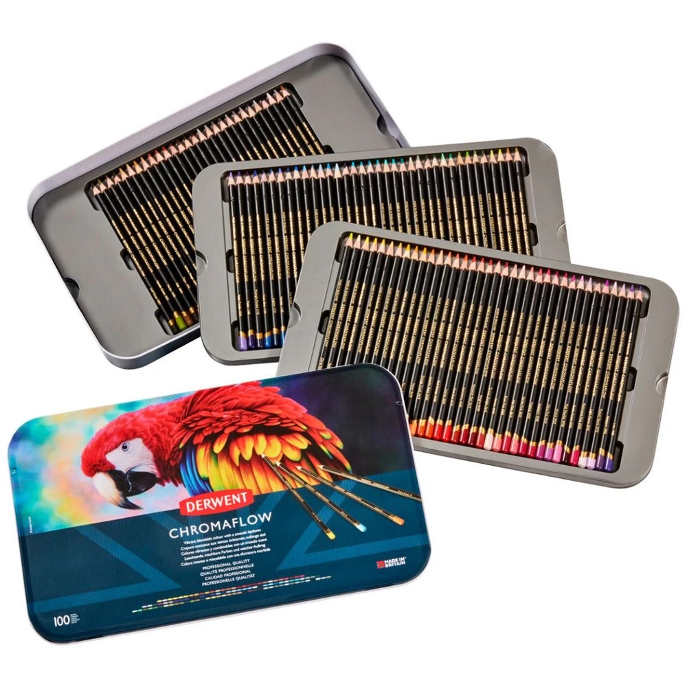 3 Derwent Chromaflow Coloured Pencils Tin 100 Pack, 3 of 5