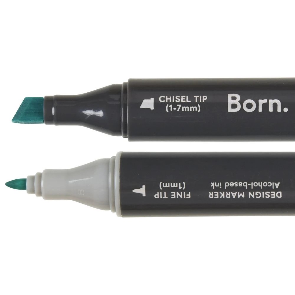 2 Born Professional Dual-Tip Artist Marker Turquoise Green G477, 2 of 4