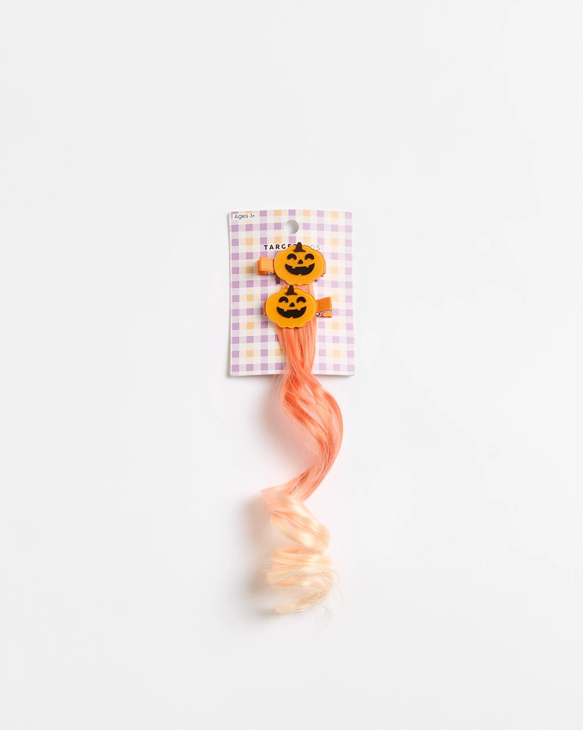 2 Target Kids Halloween 2 Pack Pumpkin Faux Hair Clips PUMPKIN, 2 of 2