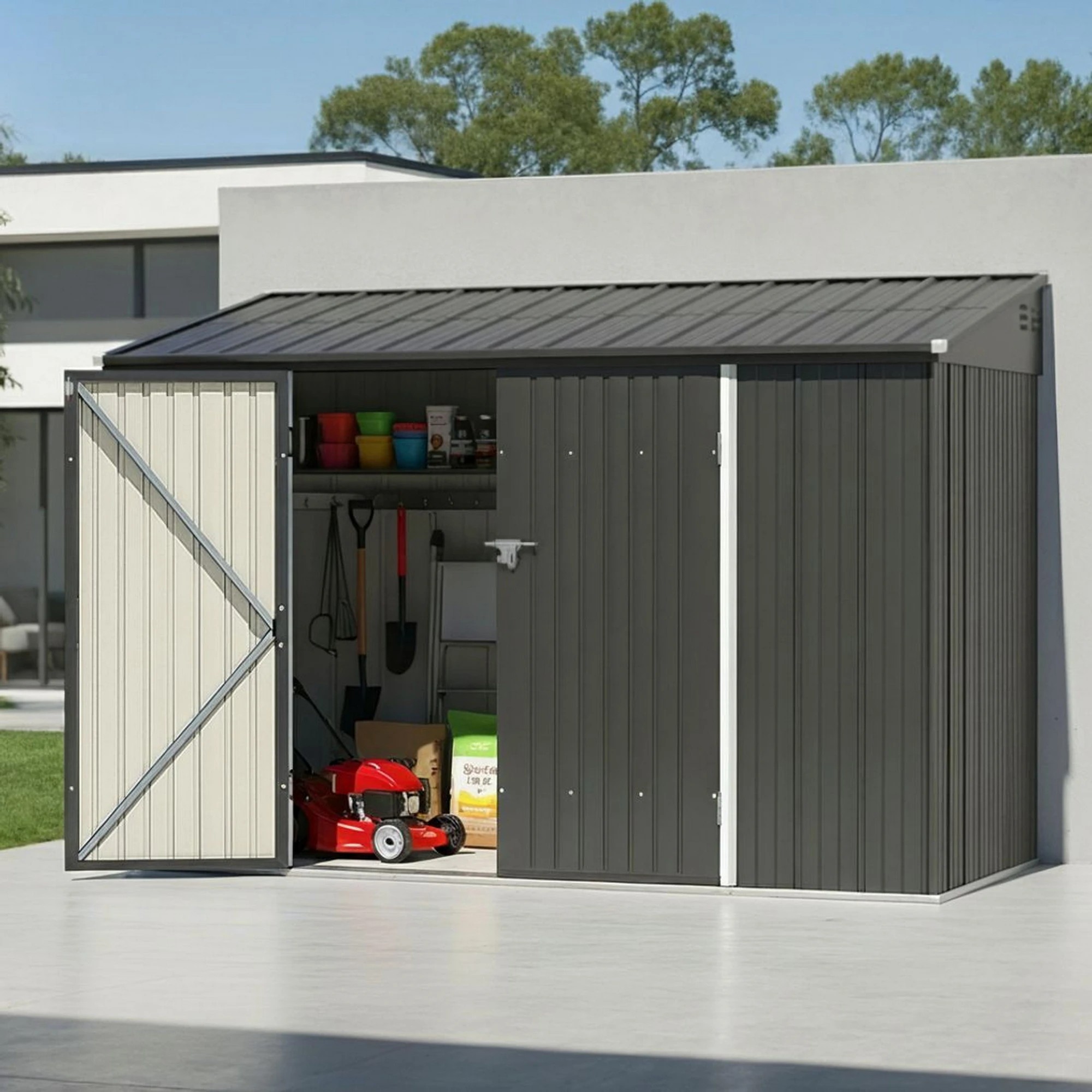 5 Giantz Garden Shed Galvanised Steel Outdoor Storage Shed Workshop House Shelter - Grey, 5 of 8