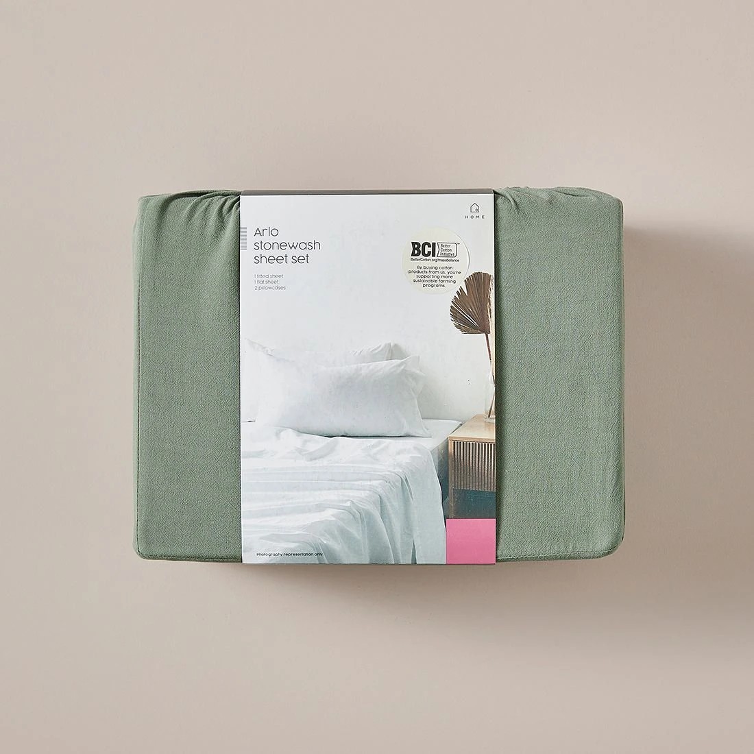 3 Arlo Stonewash Sheet Set
 - King Bed
 - Green, 3 of 3