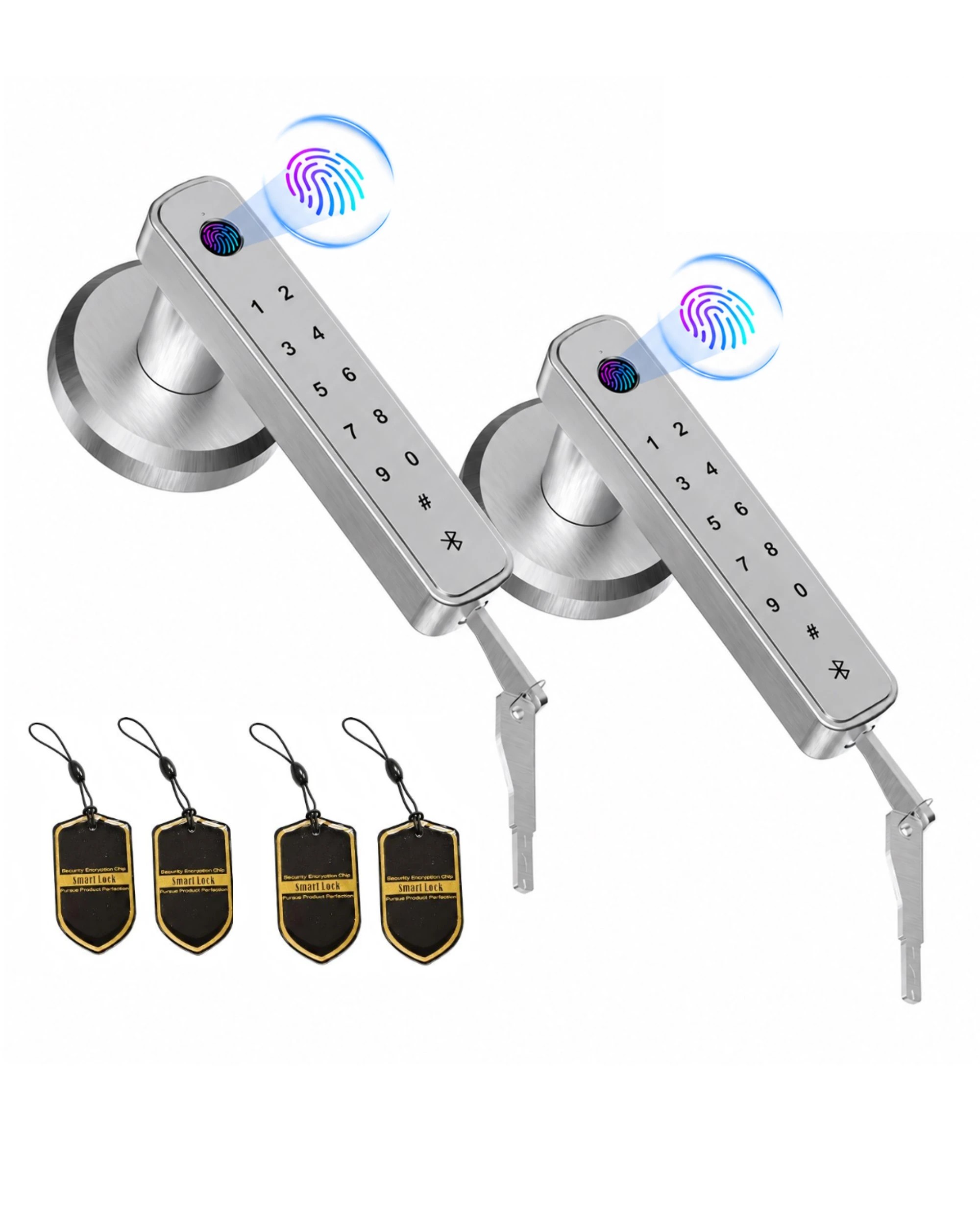 1 Advwin 2PCS Fingerprint Smart Door Lock with Handle - Silver, 1 of 7