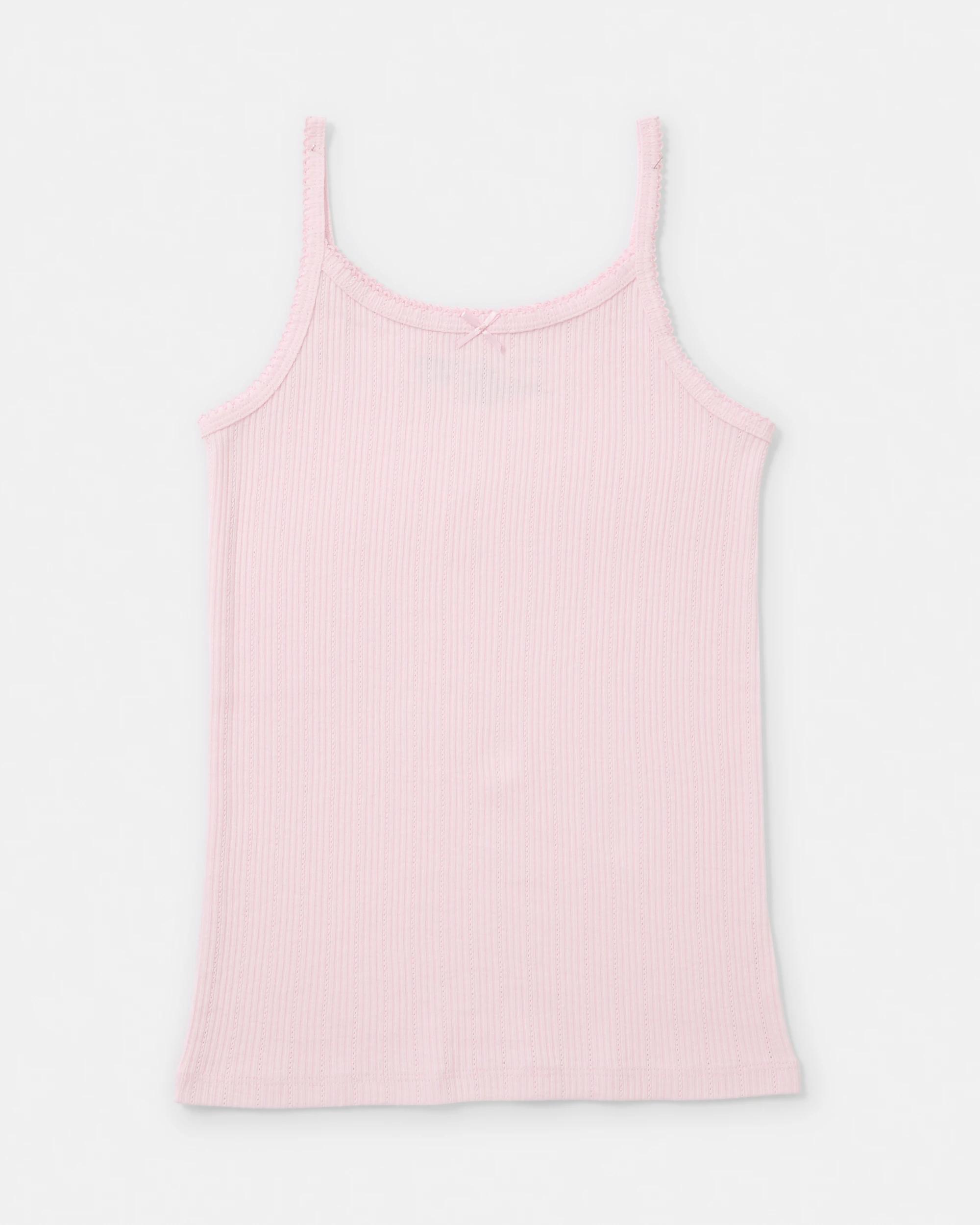 3 3 Pack Pointelle Singlets Pnk Singlt, 3 of 6