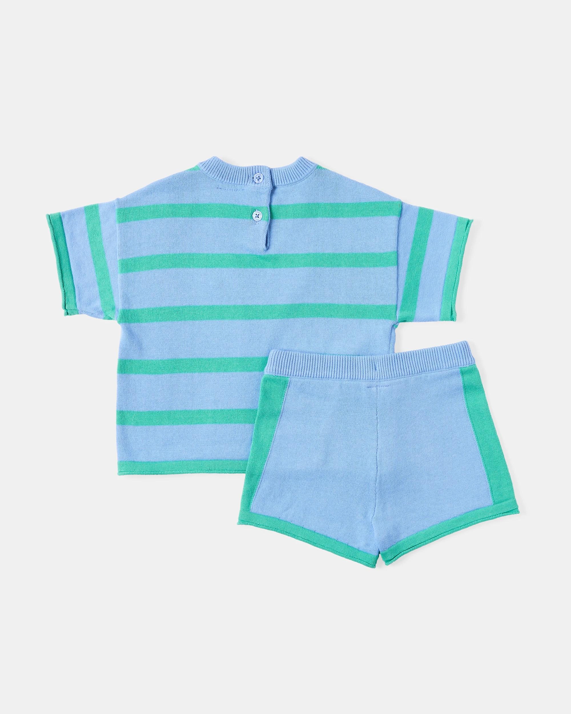 2 Short Sleeve Knit Set Stripe, 2 of 6