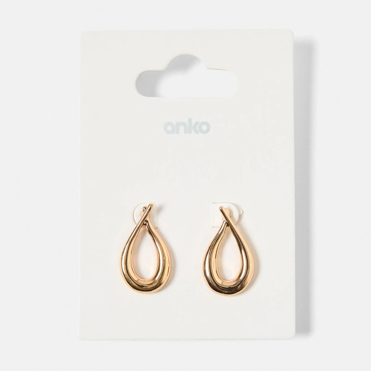 5 Crossover Teardrop Earrings - Gold Tone Gold, 5 of 5