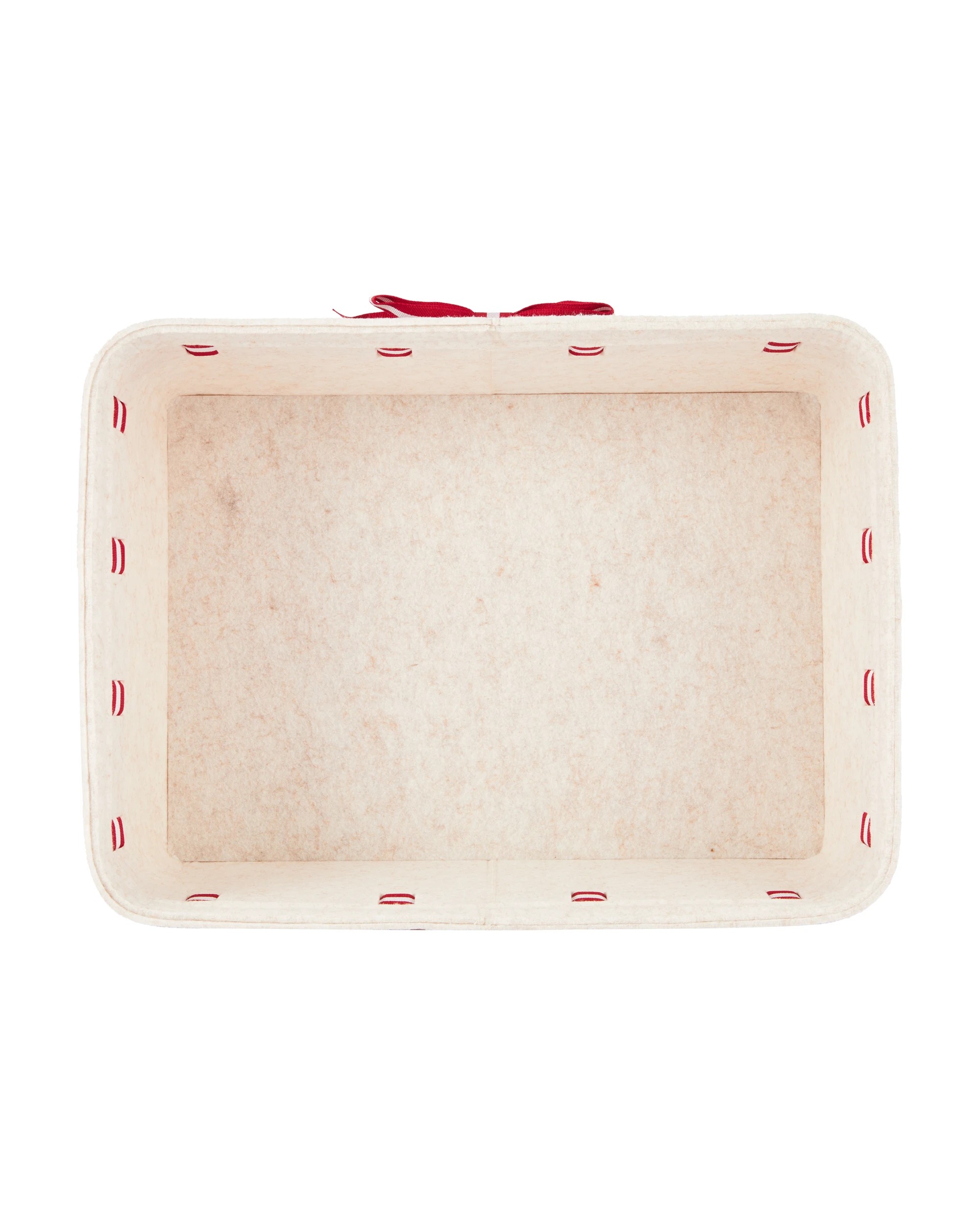 4 Christmas Felt Basket with Bow - Beige, 4 of 5