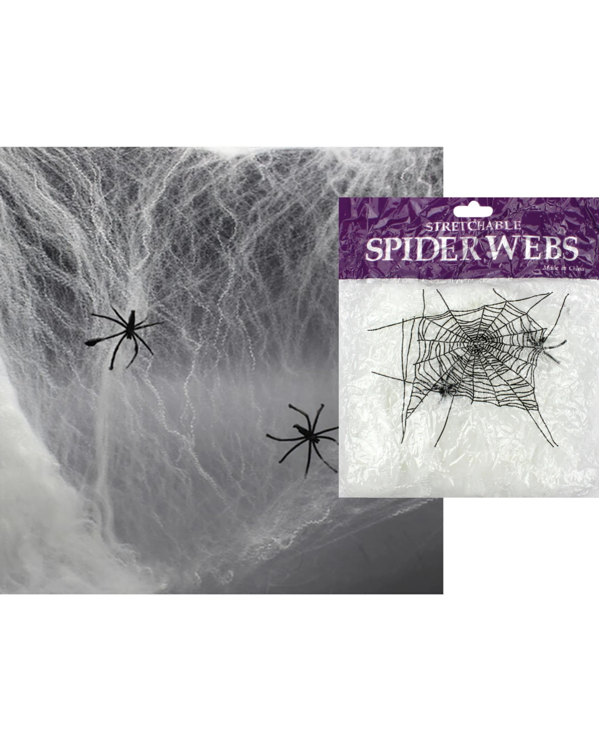 1 Partyrama Stretchy White Spider Web Decoration, 1 of 3