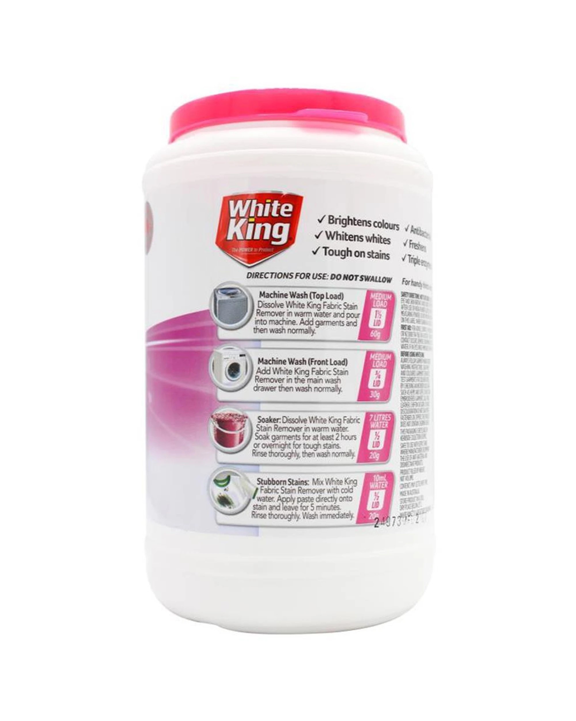 3 White King 6PK Fabric Stain Remover Oxy Powder Regular Safe On Colours 1kg - Multi, 3 of 5