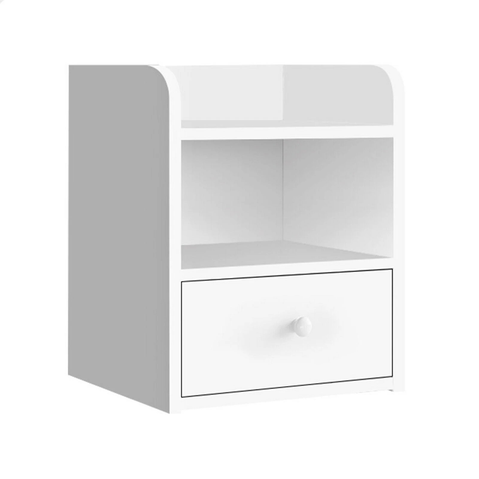 1 Alfordson Bedside Table Nightstand Storage Cabinet Side End 1 Drawer - White, 1 of 10