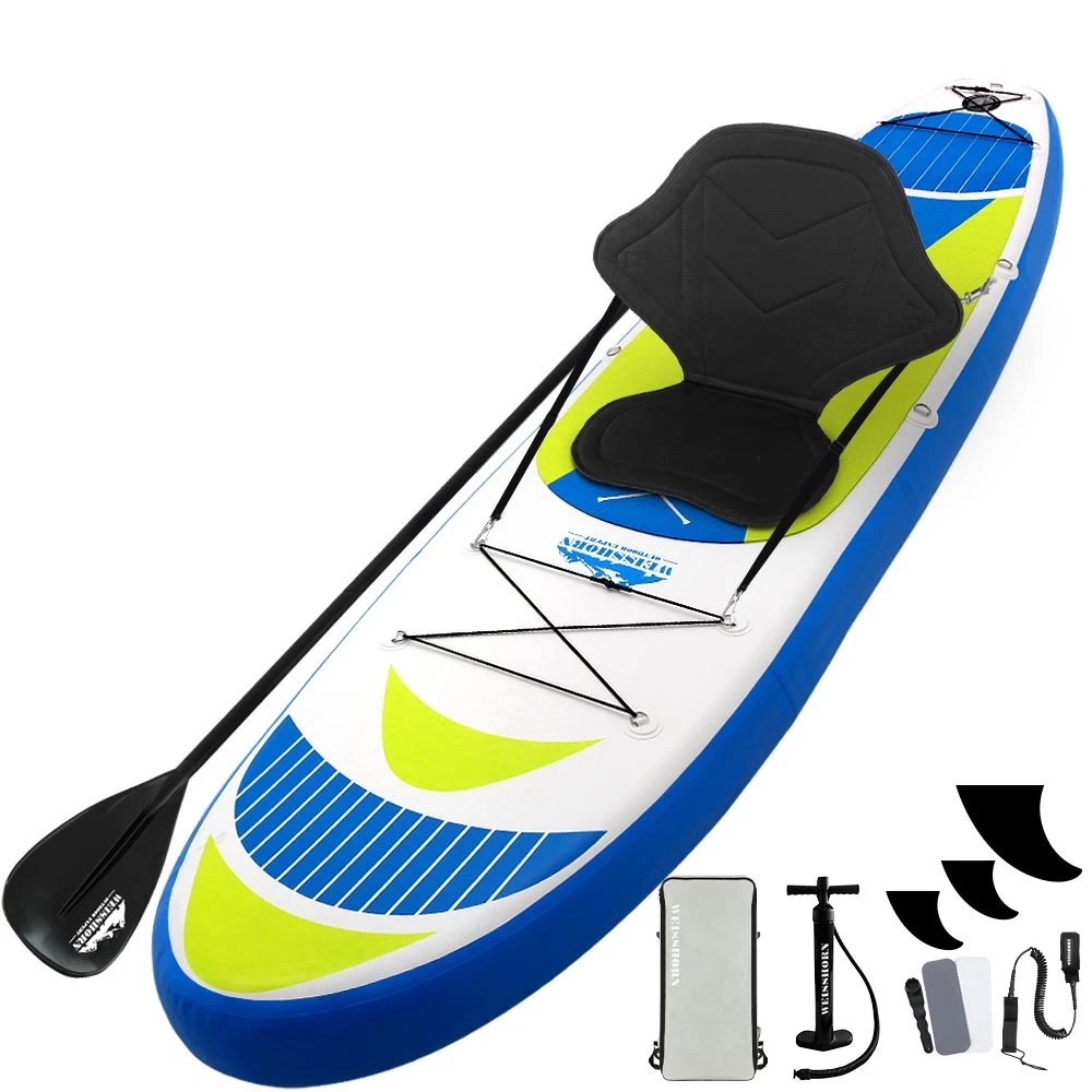 1 Weisshorn Stand Up Paddle Board 11ft Inflatable SUP Surfboard Paddleboard Kayak Surf - Yellow, 1 of 4