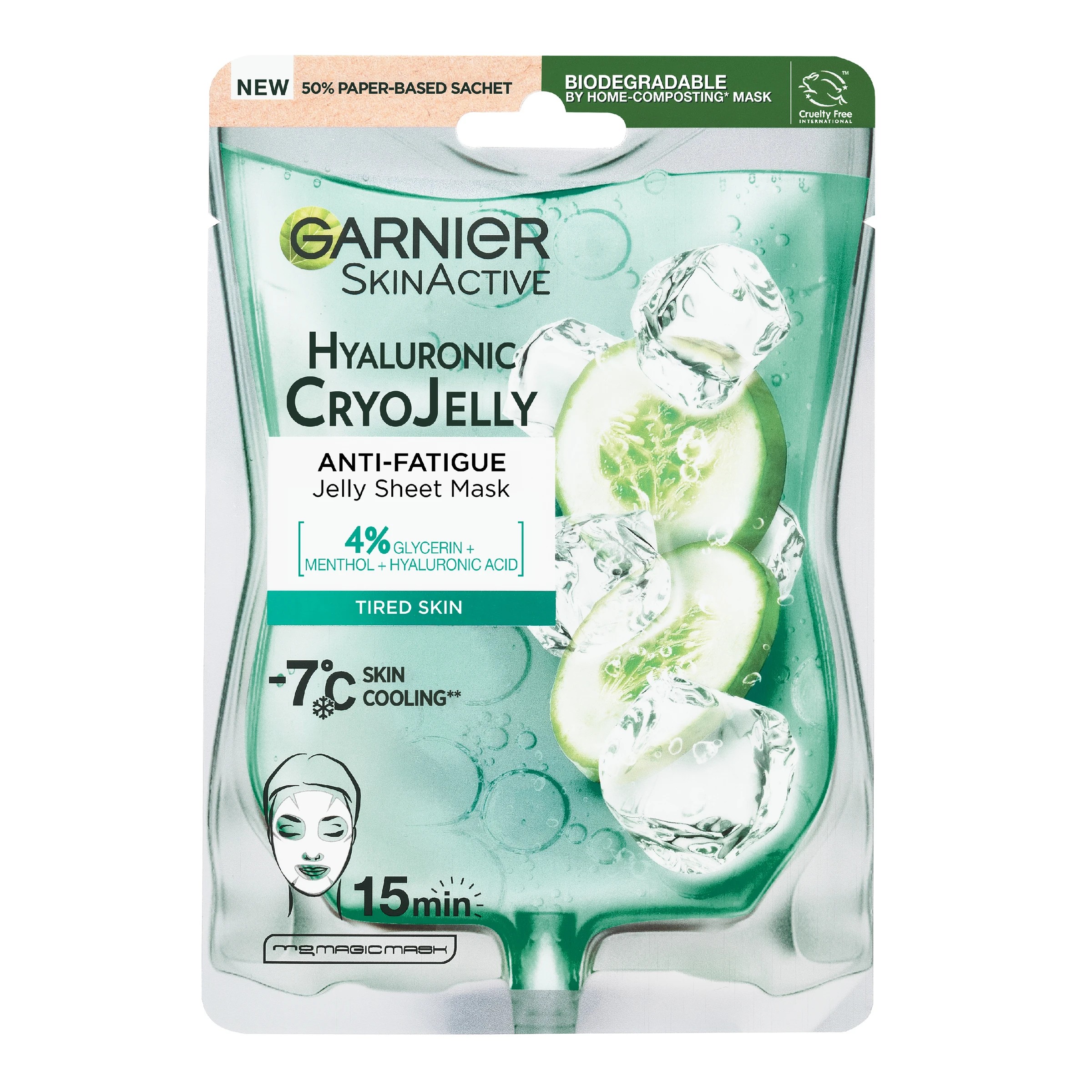 1 Garnier SkinActive Anti-Fatigue Jelly Sheet Mask 27g - Hyaluronic CryoJelly, 1 of 8